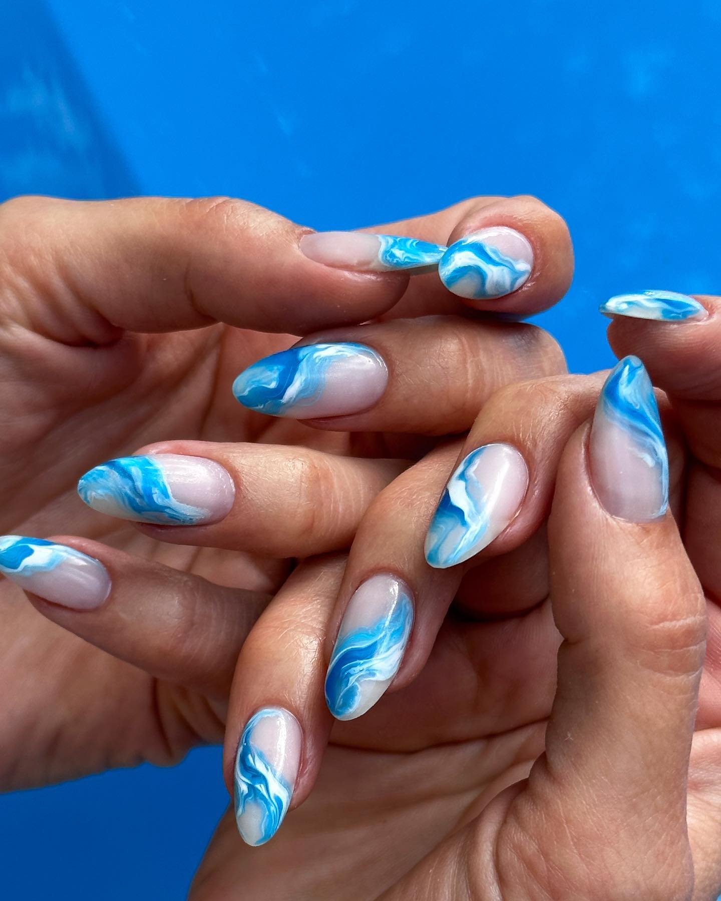 blue French manicures