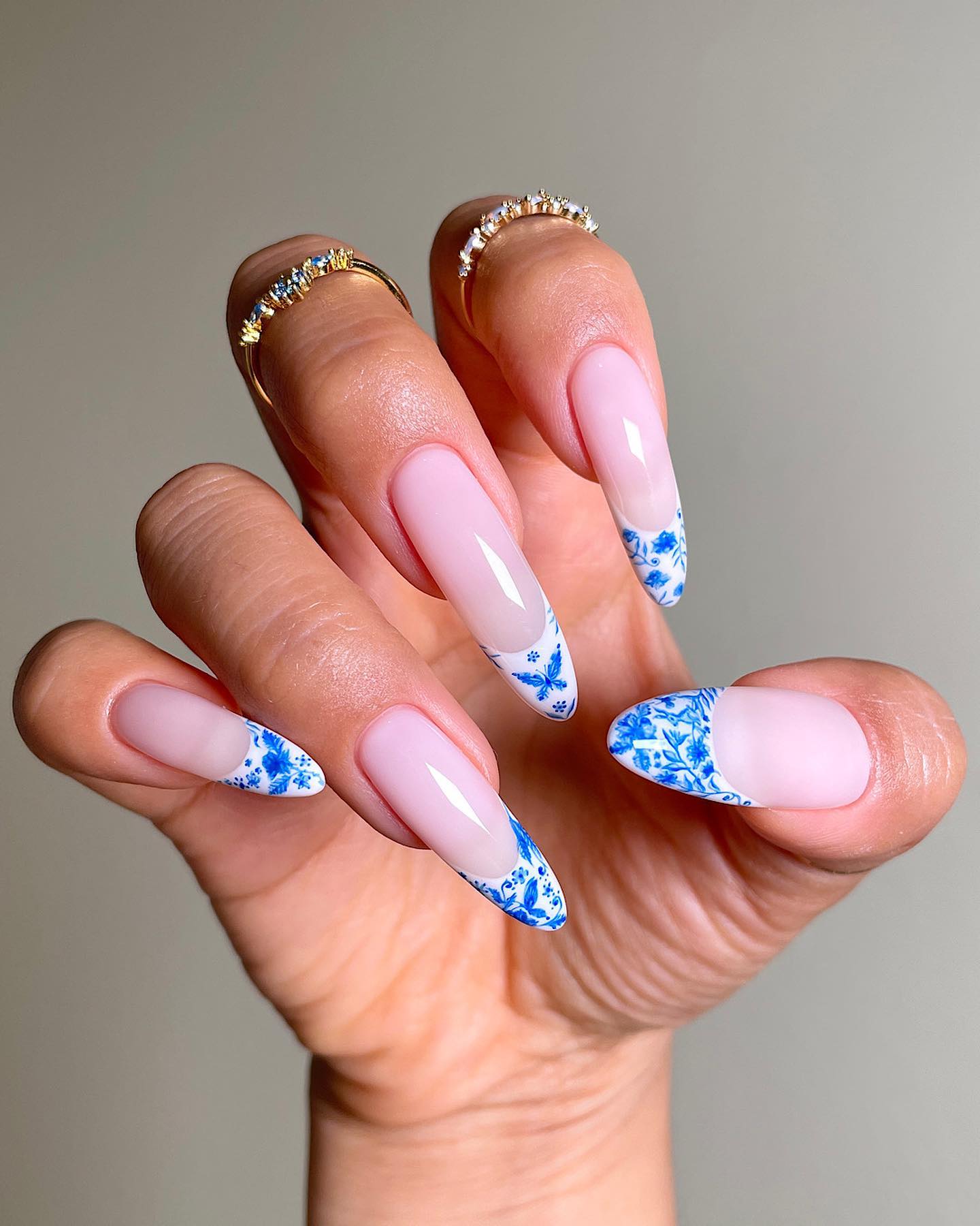 blue French manicures