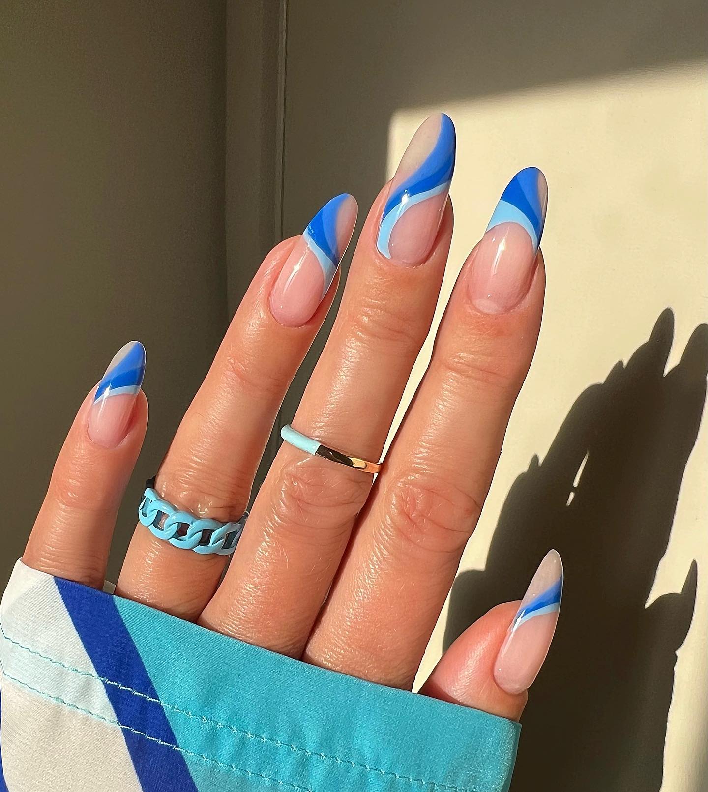blue French manicures