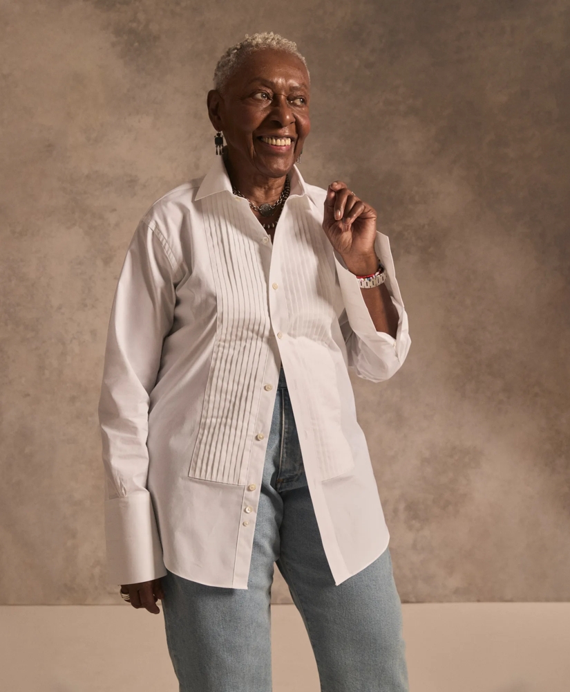 Stretch Supima&amp;reg; Cotton Broadcloth Wing Collar, Tuxedo Shirt