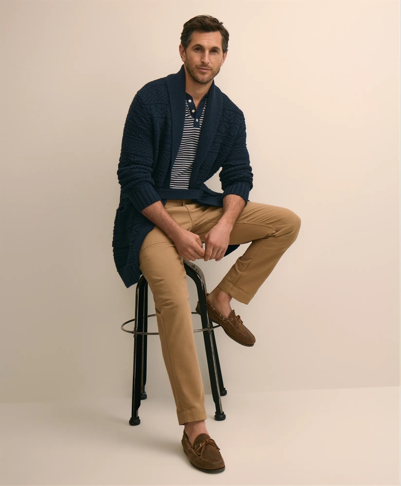 Supima&amp;reg; Cotton Jacquard Belted Shawl Cardigan