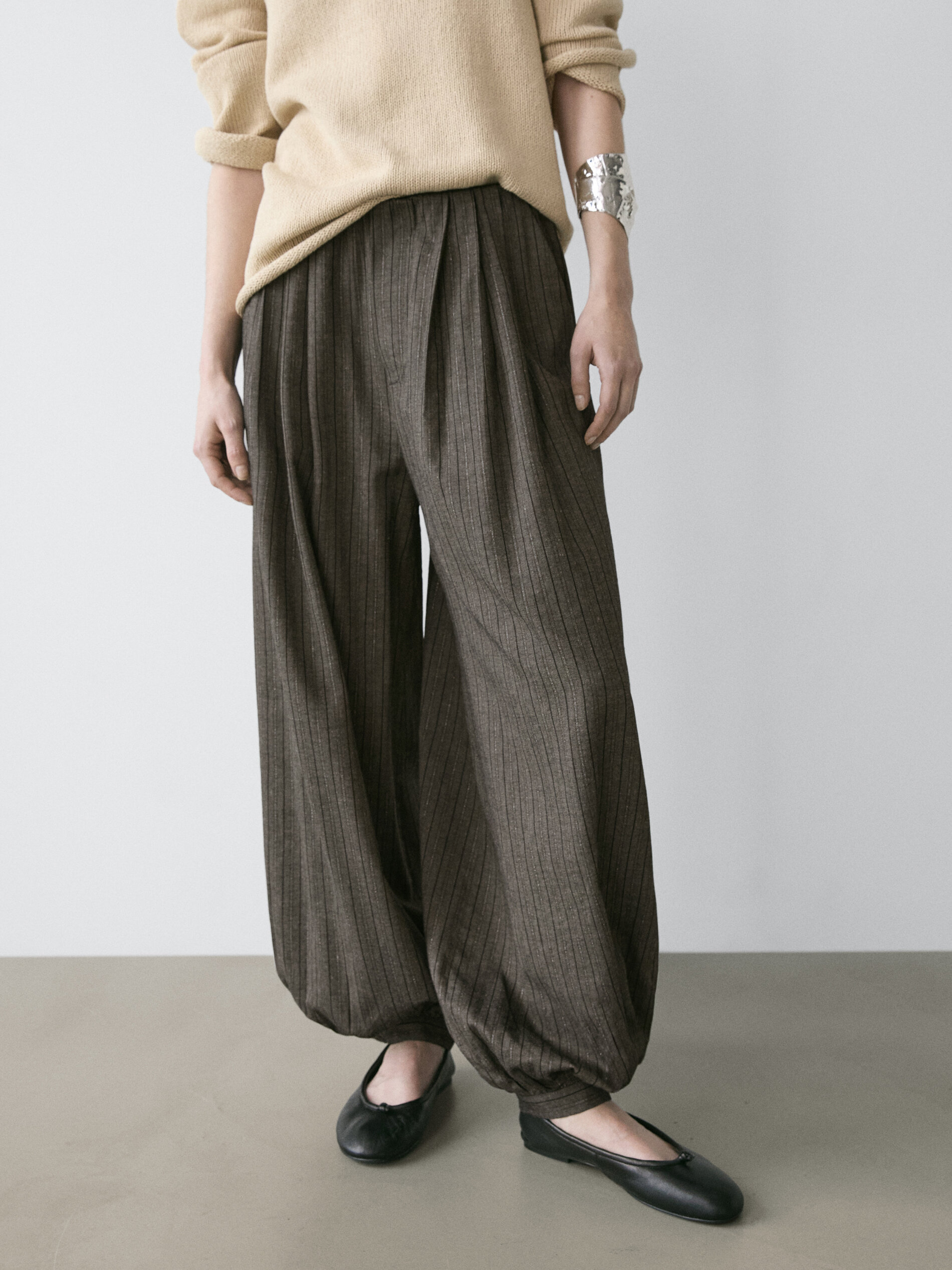 Striped Flowing Balloon Pants