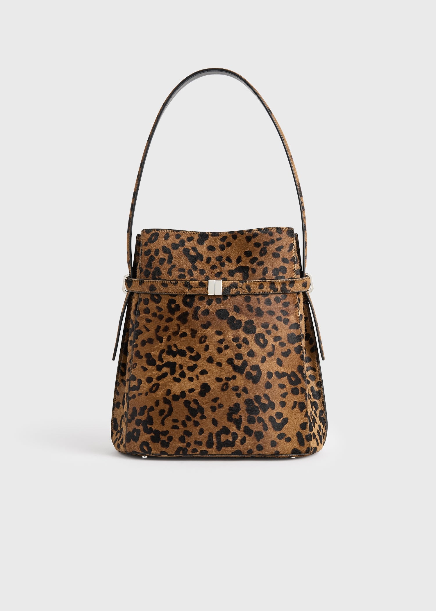 Belted Pony Hair Bucket Bag Leopard - One Size