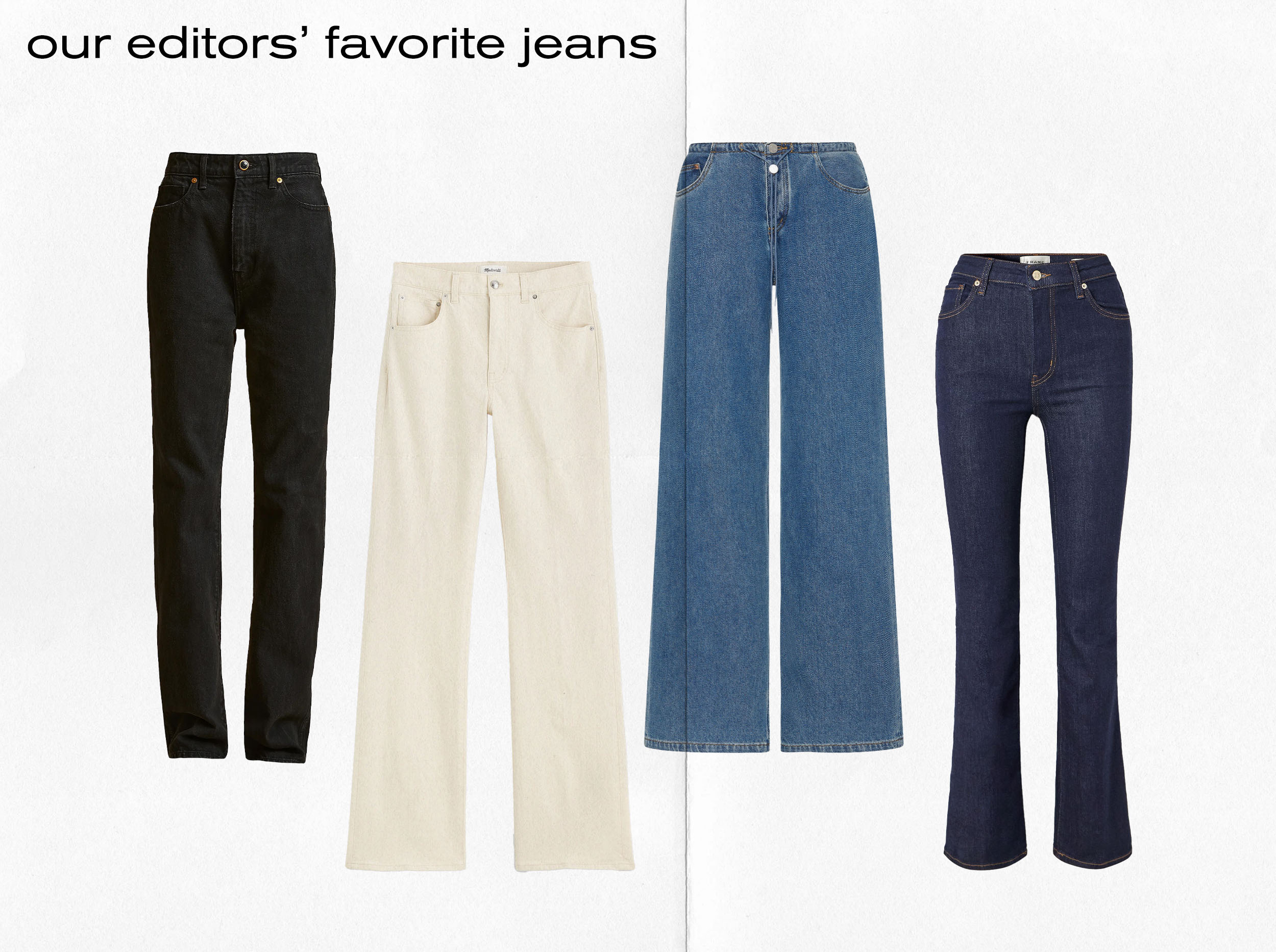 Collage of jeans of various styles and washes