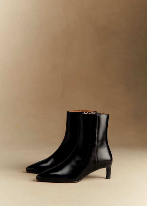 Garance Ankle Boots - Patent Black - Bovine Leather - S&amp;eacute;zane