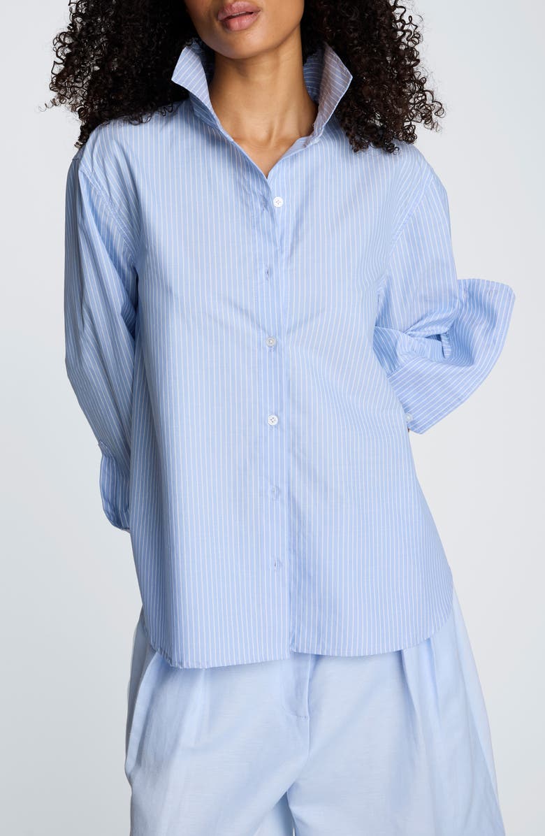 Pinstripe Button-Up Boyfriend Shirt