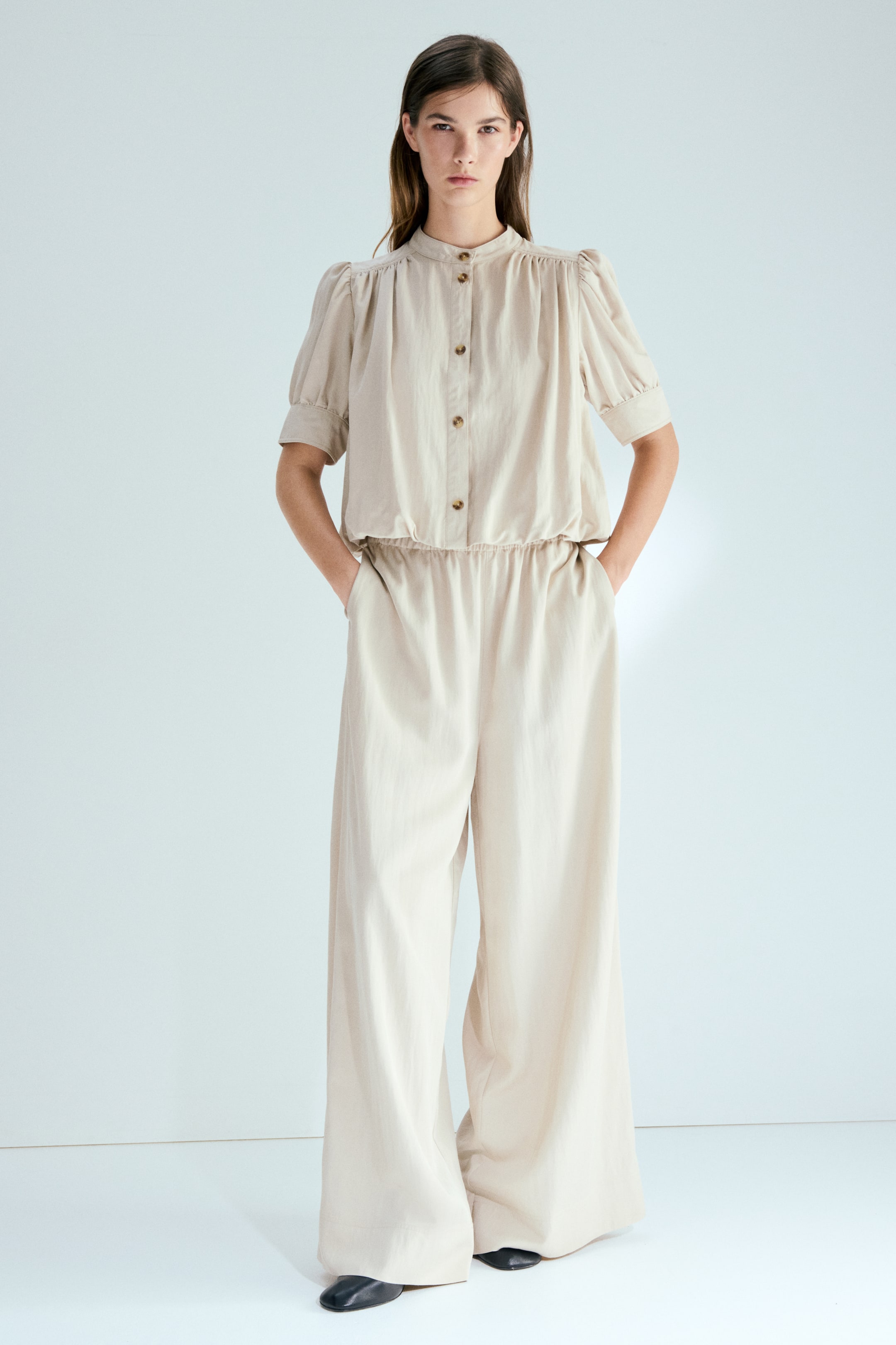 Twill Pull-On Trousers - Light Beige