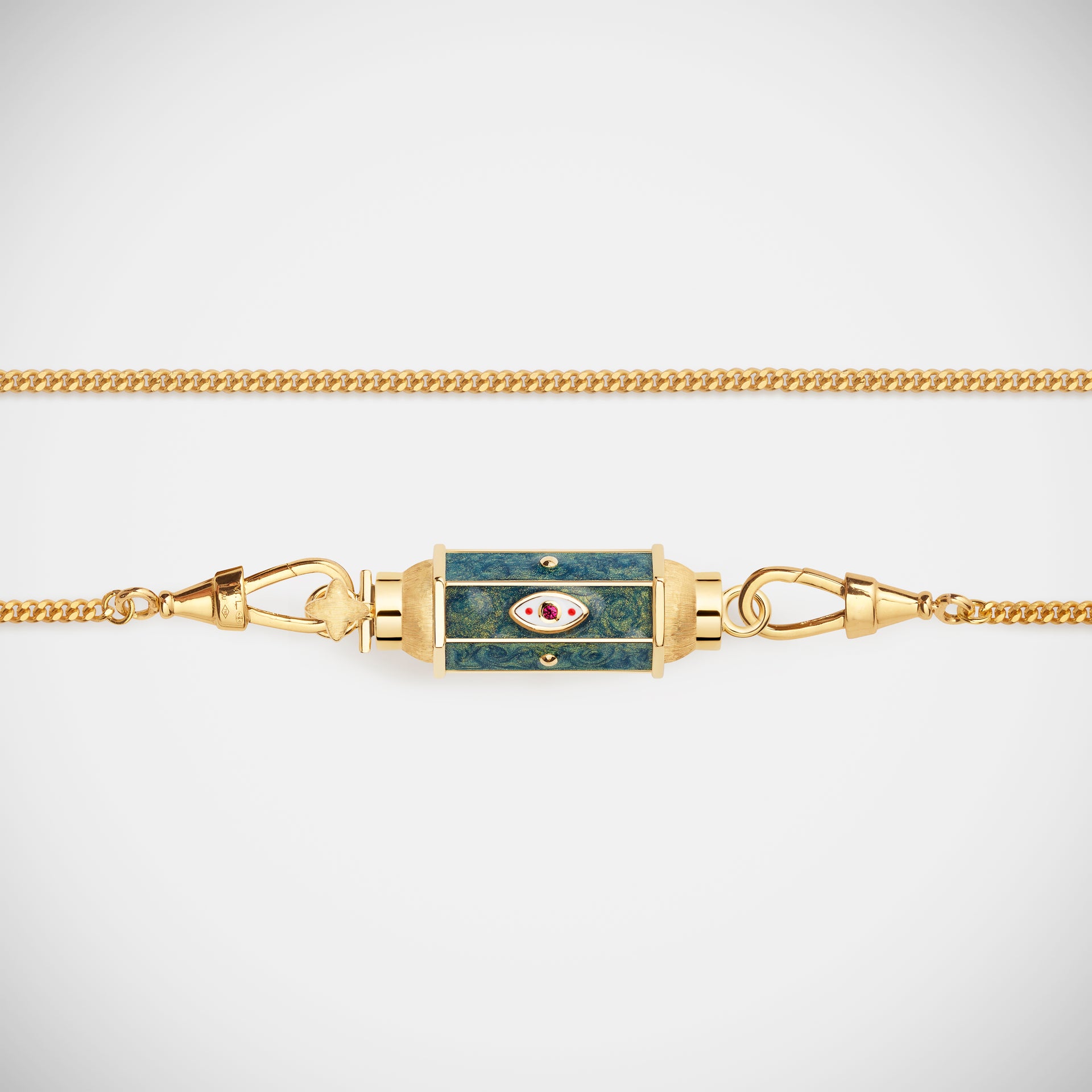 Evil Eye Green Baby Locket Necklace - 37cm