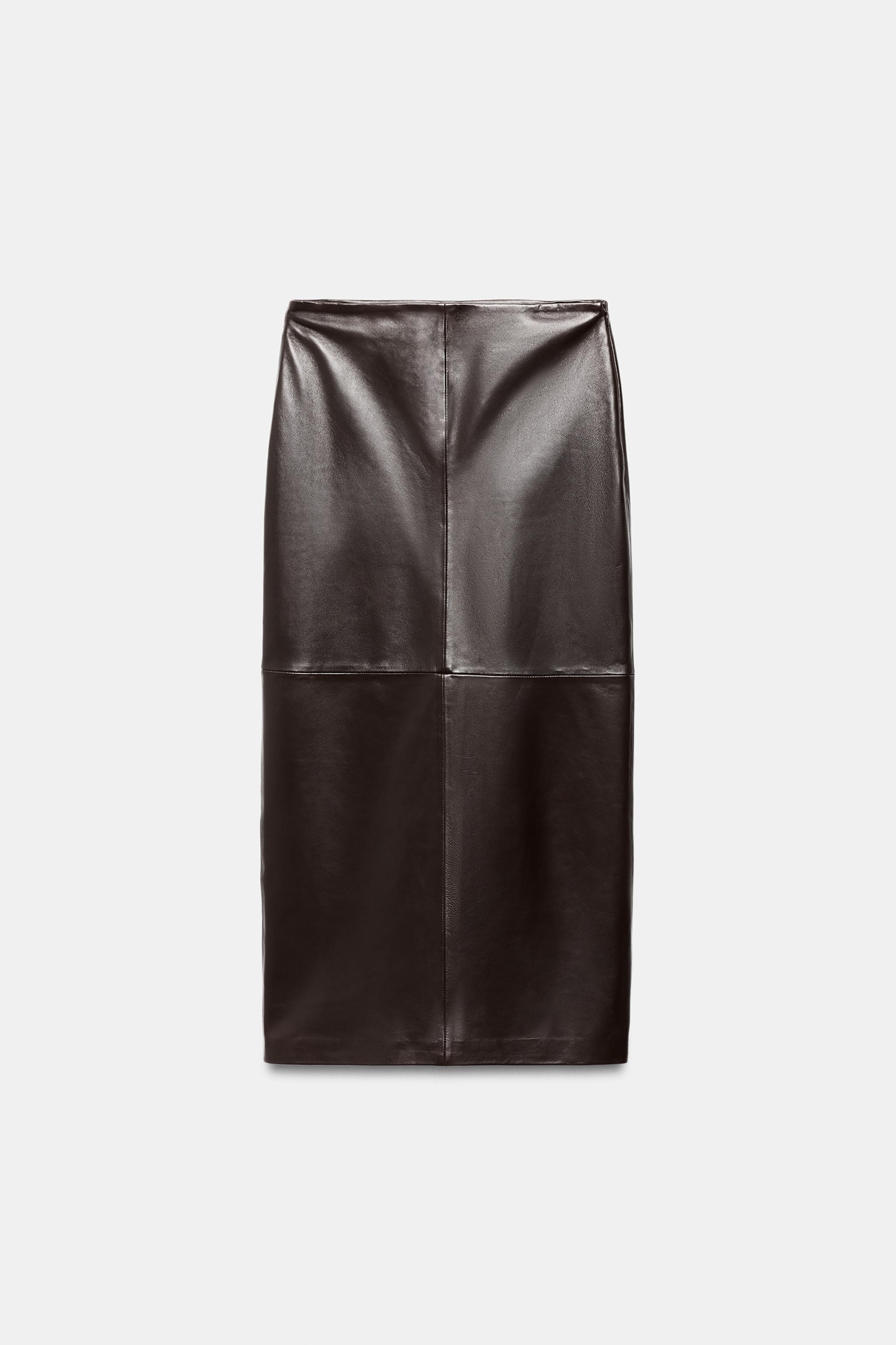 Zw Collection 100% Leather Midi Skirt