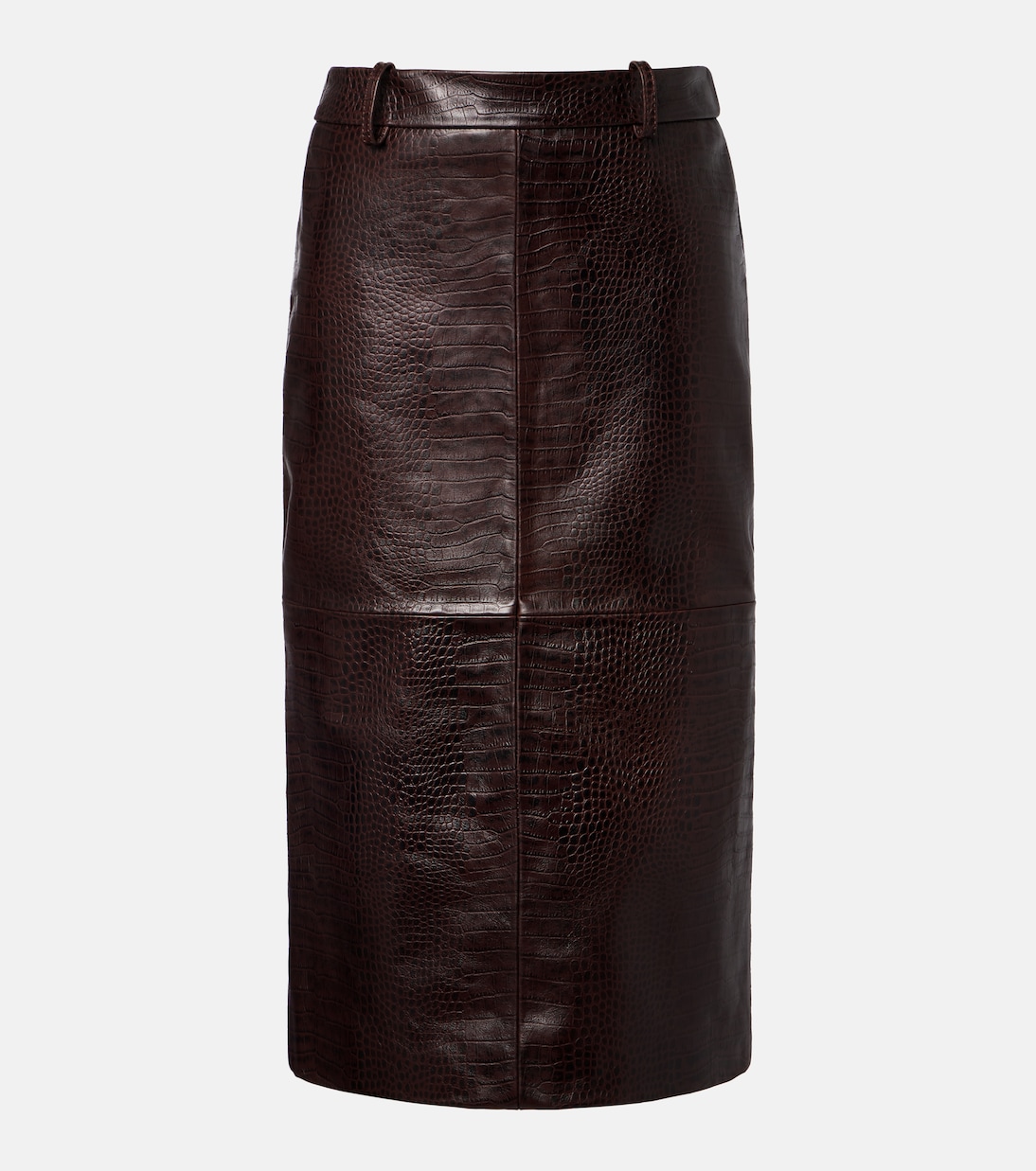 Taney Croc-Effect Leather Pencil Skirt in Brown - the Frankie Shop