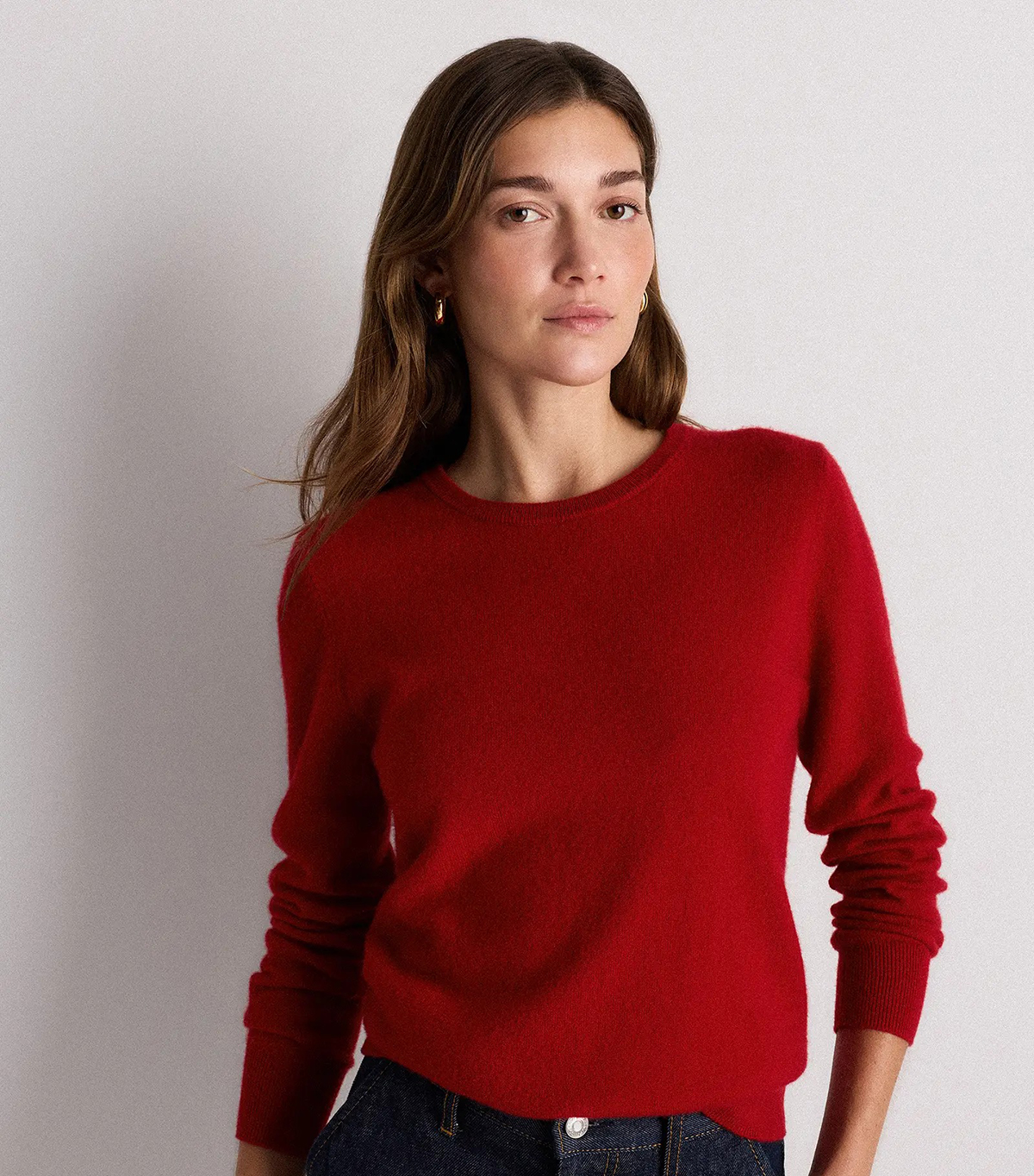 Quince, Mongolian Cashmere Crewneck Sweater in Varsity Red