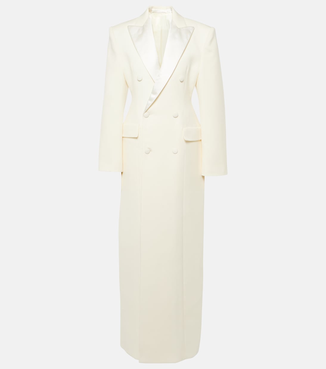 Double-Breasted Wool Coat in White - Wardrobe Nyc