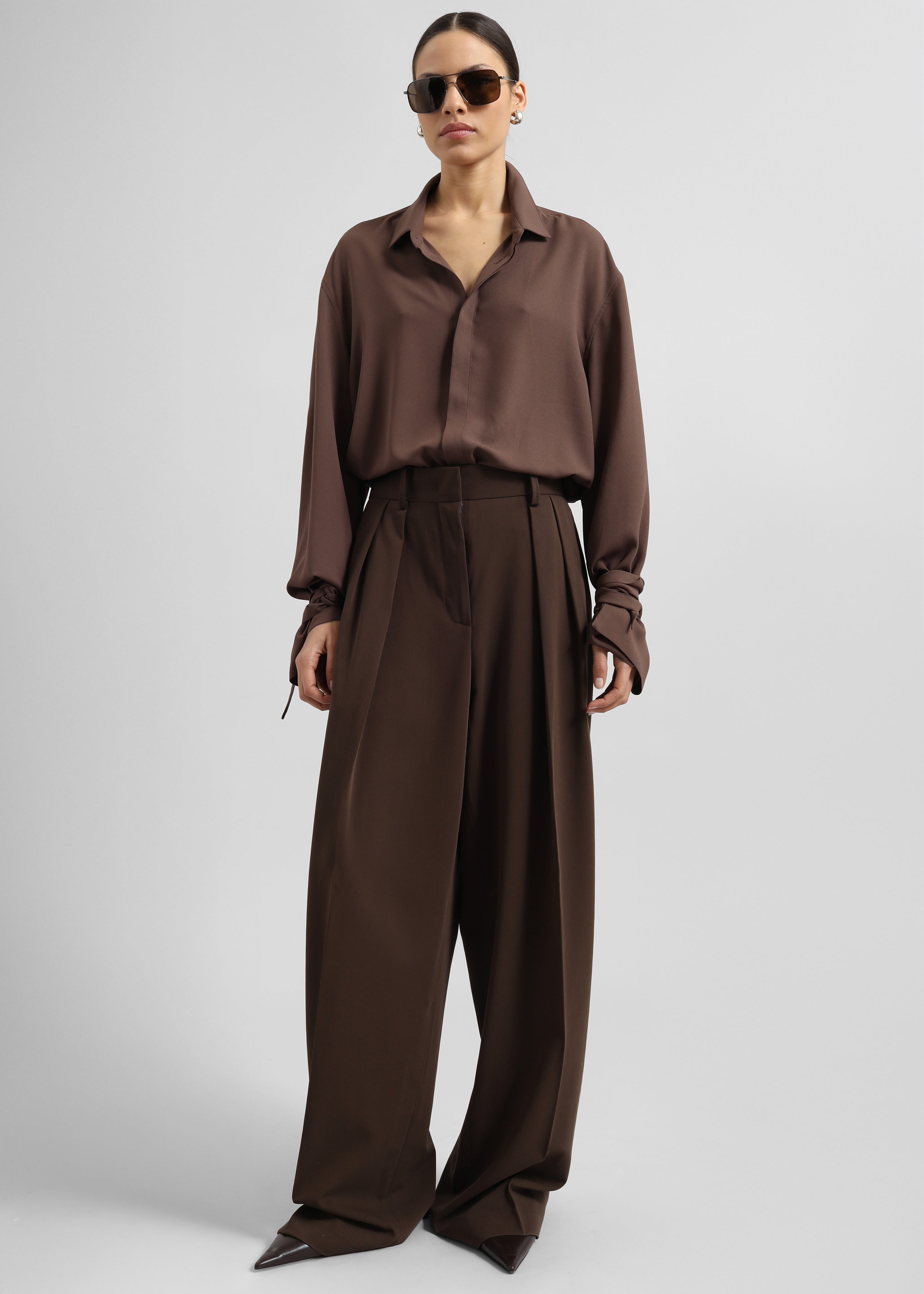 Tansy Pleated Trousers - Chocolate