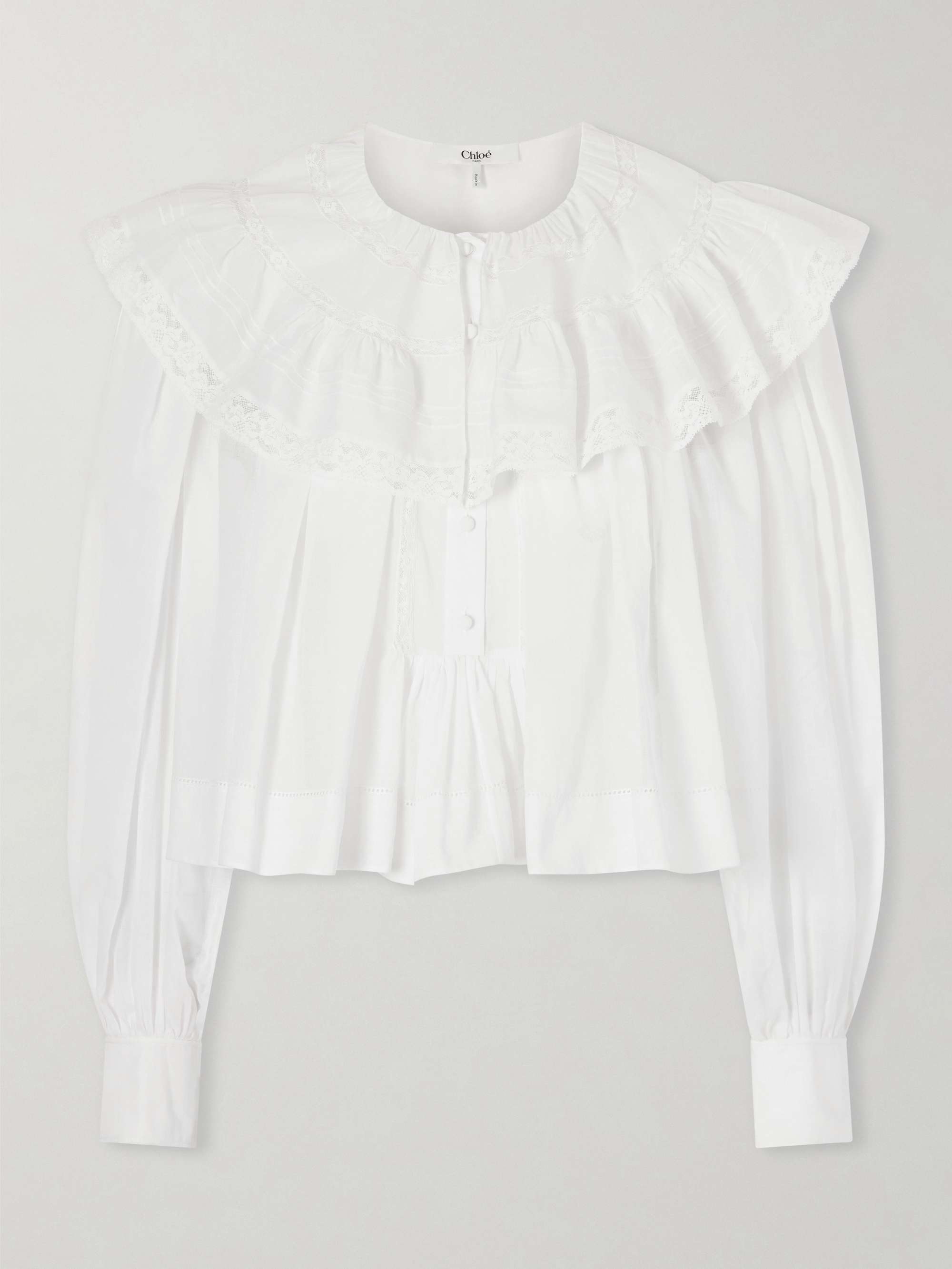Ruffled Cotton-Voile Blouse