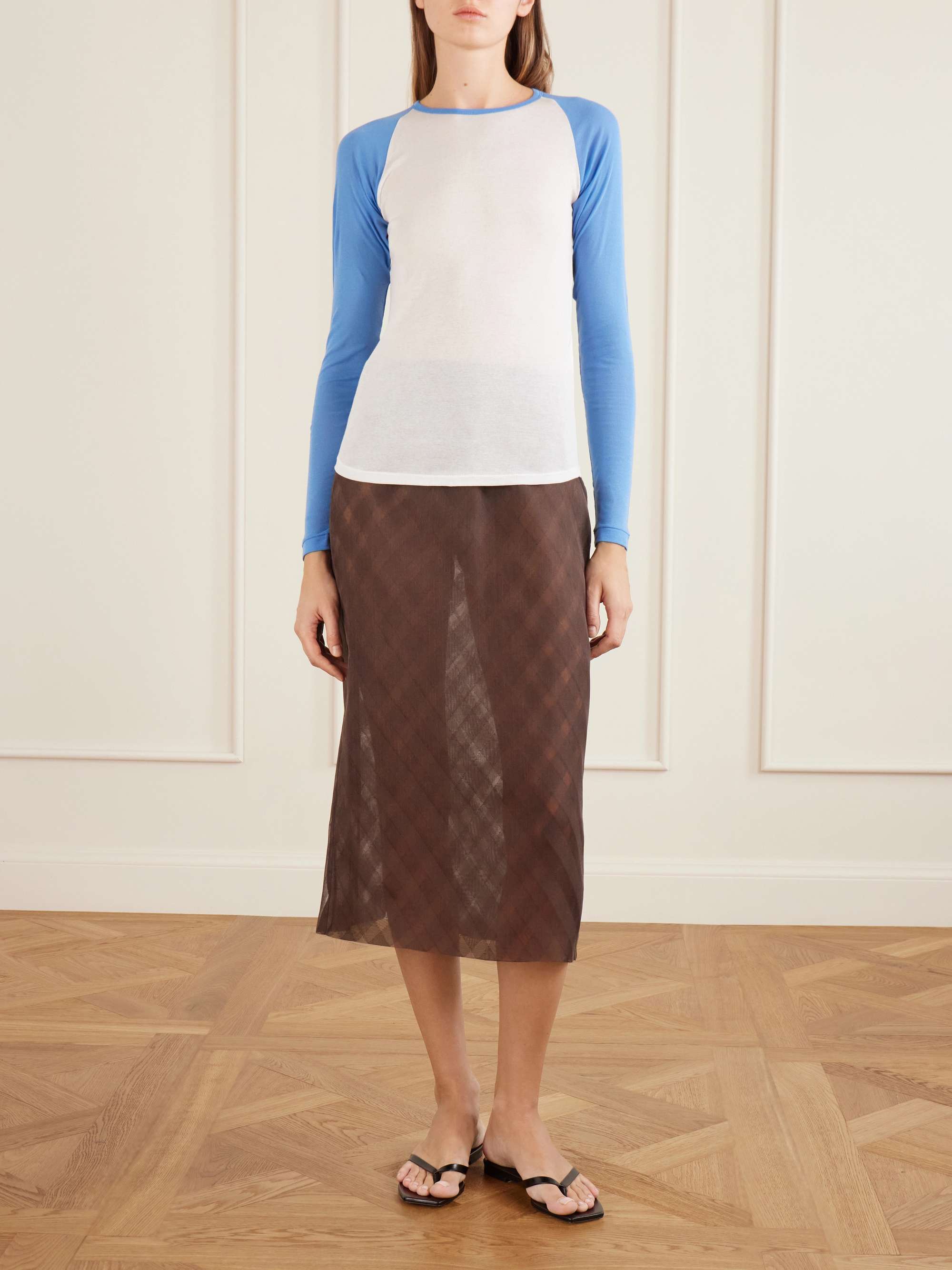 Two-Tone Cotton-Jersey T-Shirt