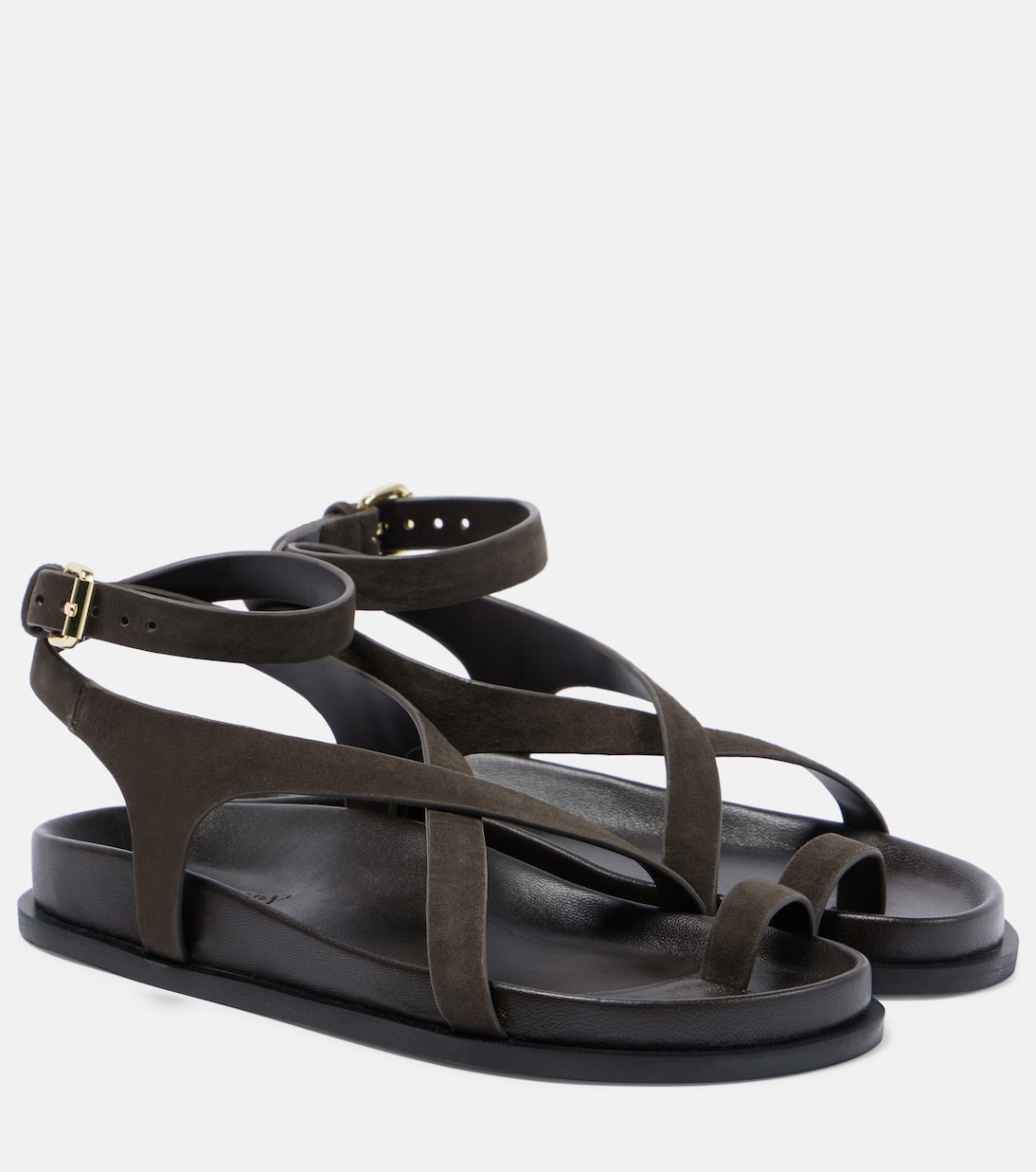 Jalen Slim Suede Sandals in Brown - a Emery