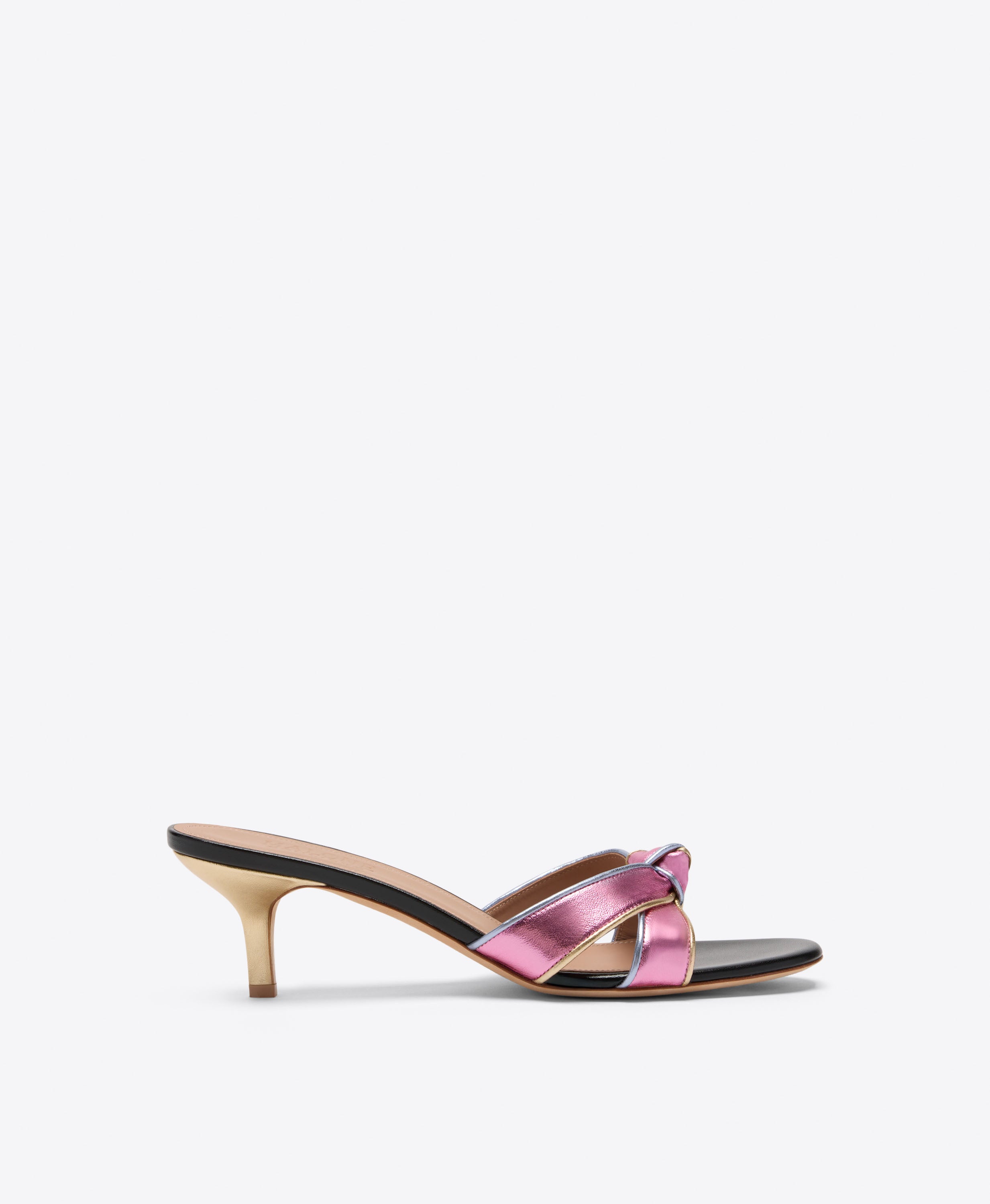 Raquel 45 Pink Knotted Metallic Leather Sandals