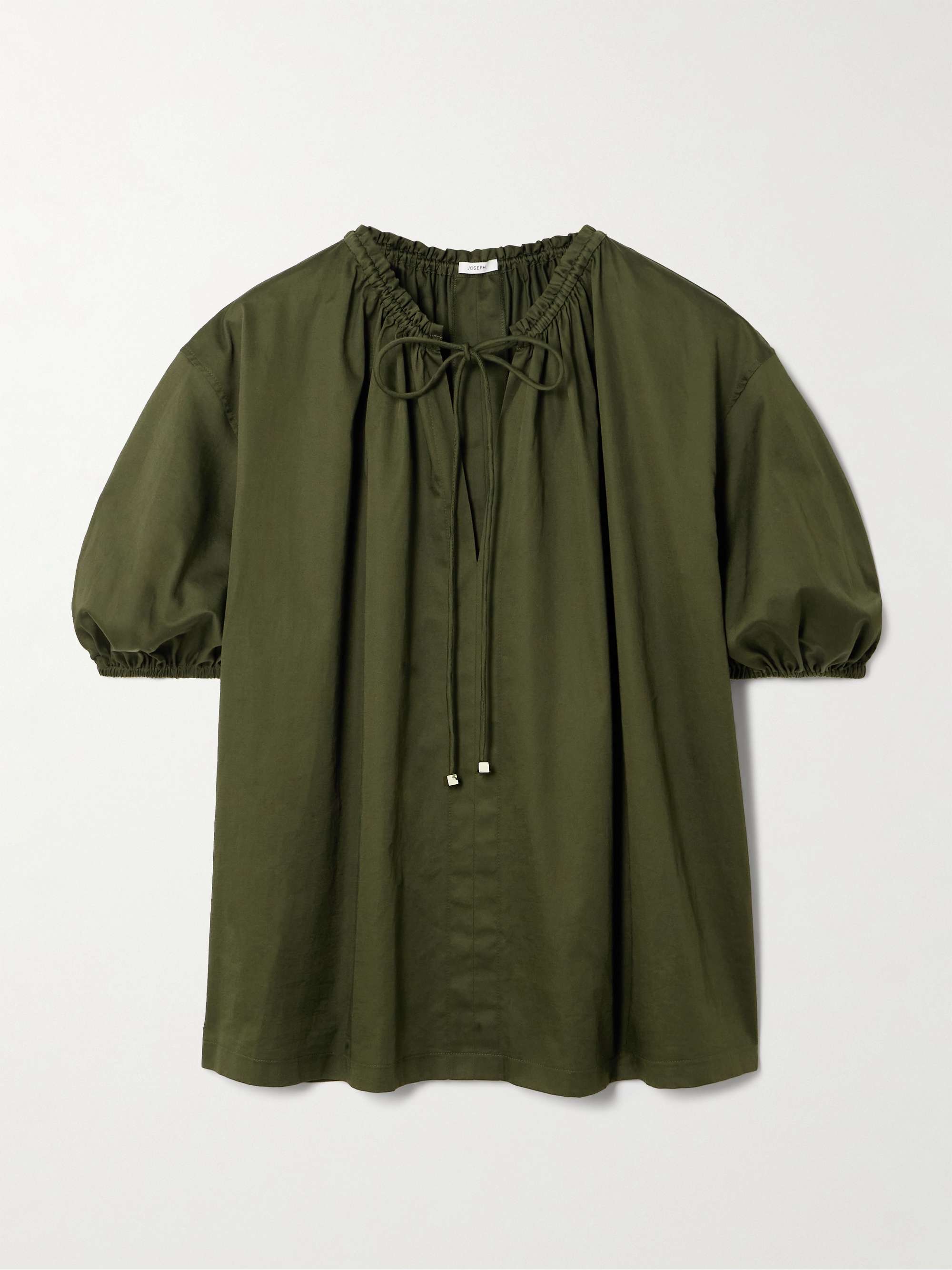 Nador Tie-Detailed Gathered Cotton-Sateen Blouse