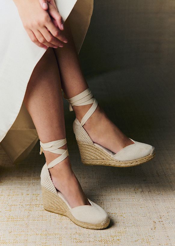 Diane Espadrilles - Ecru Canvas - Cotton Fabric - S&amp;eacute;zane