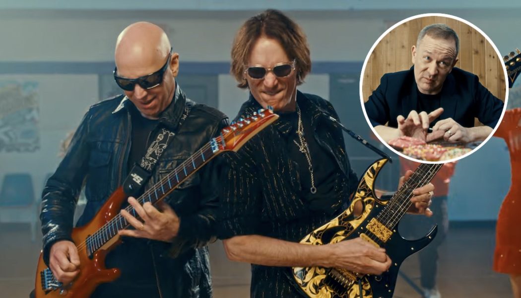 Joe Satriani & Steve Vai Unveil SATCHVAI "Dancing" Video Starring Brendon Small