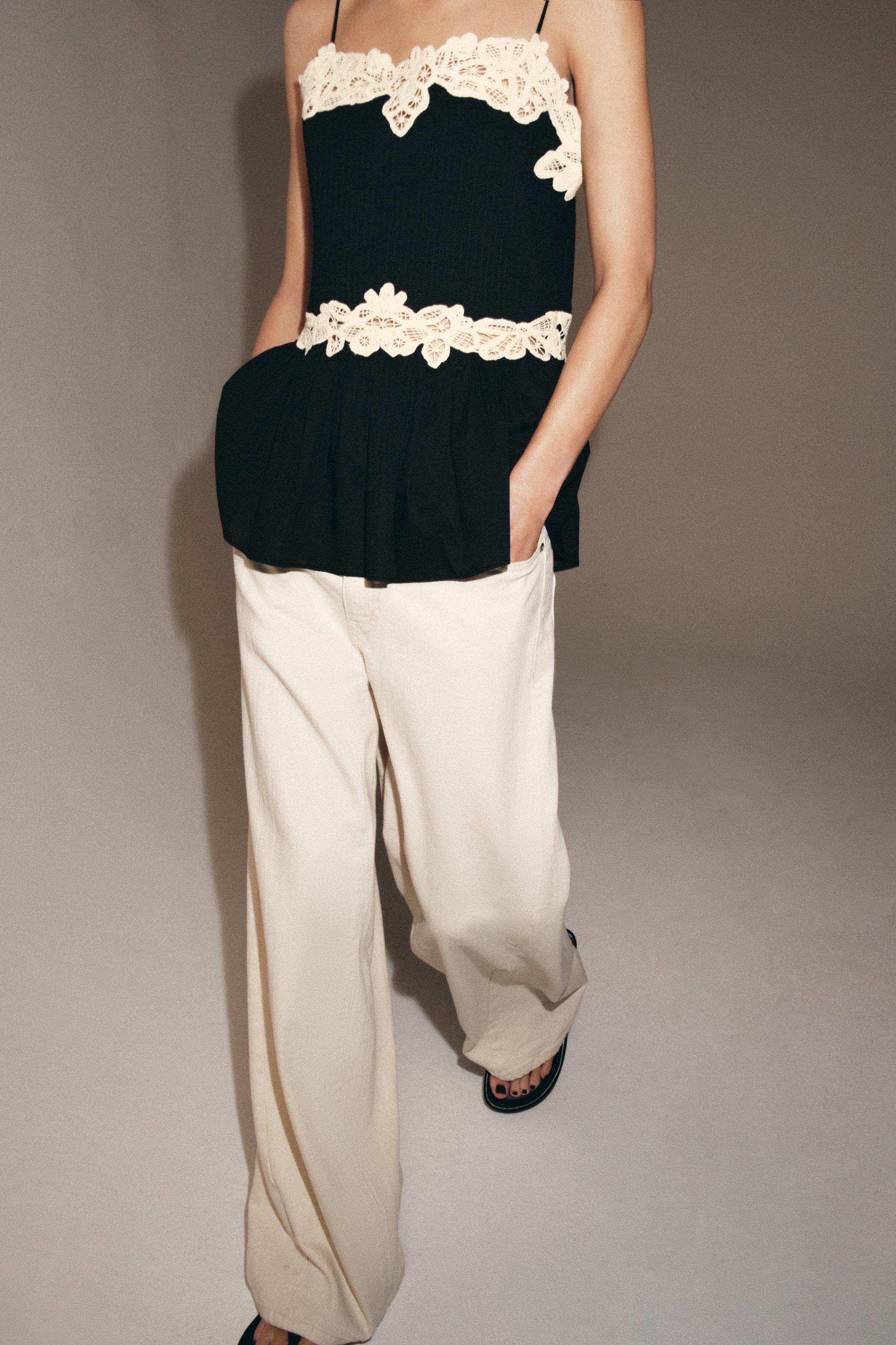 Zw Collection Contrast Lace Top