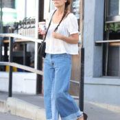 Katie Holmes Knows the #1 Spring Blouse to Pair With Jeans + Flats