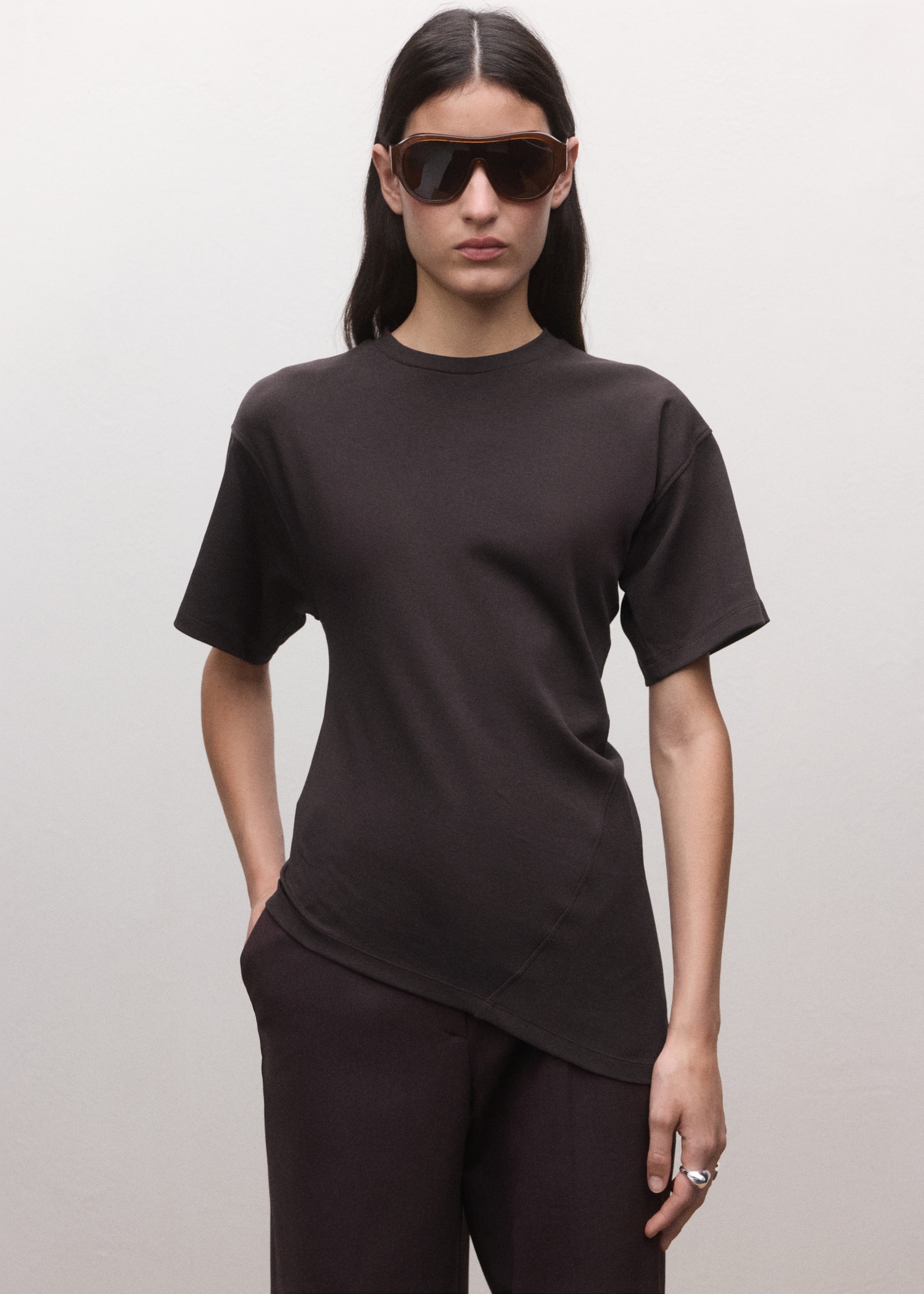 Fitted Cotton T-Shirt With Asymmetrical Hem - Women | Mango Usa