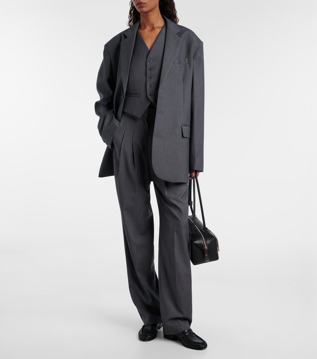 Gelso High-Rise Wide-Leg Pants in Grey - the Frankie Shop