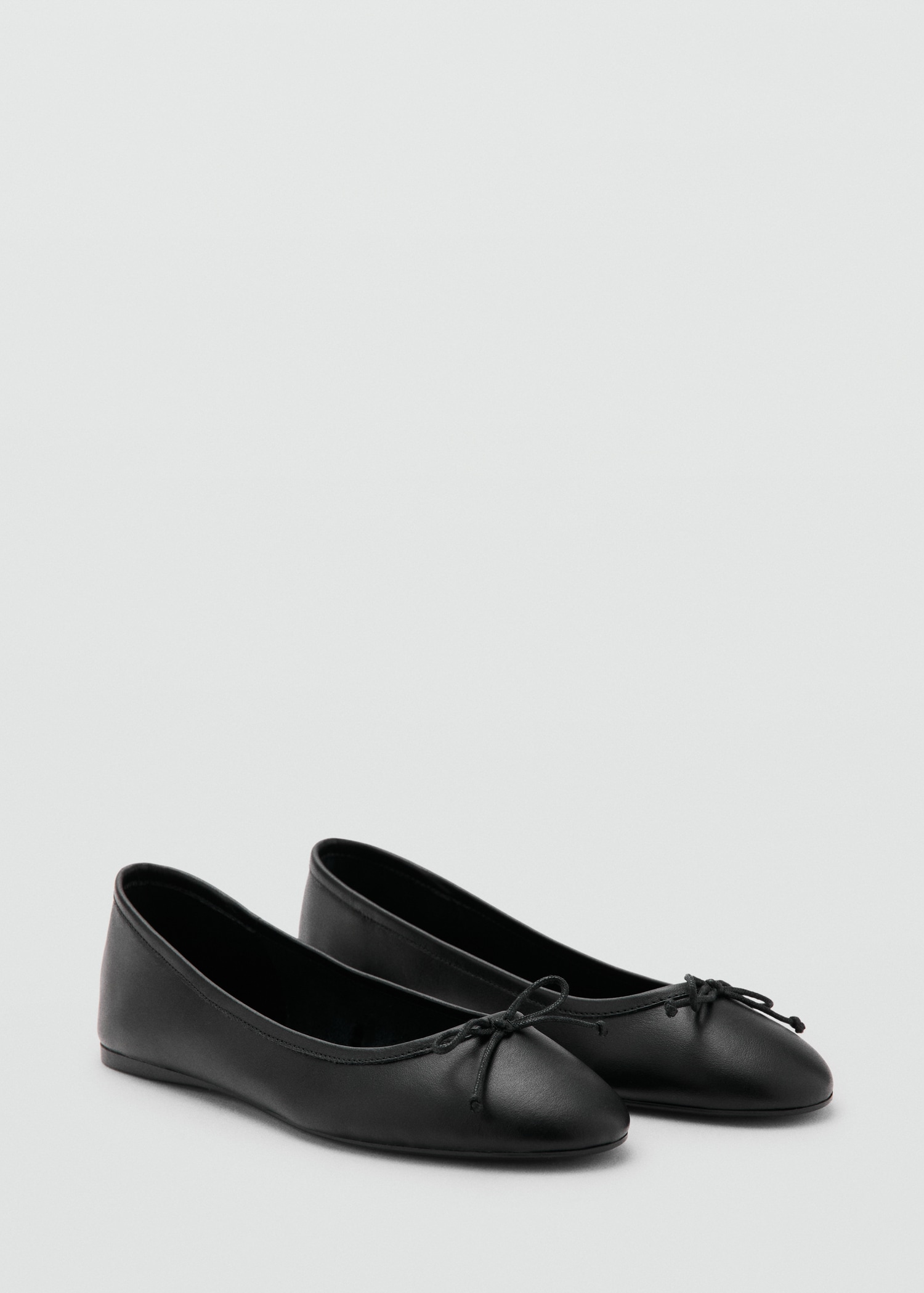 Leather Ballet Flats With Bow - Women | Mango United Kingdom