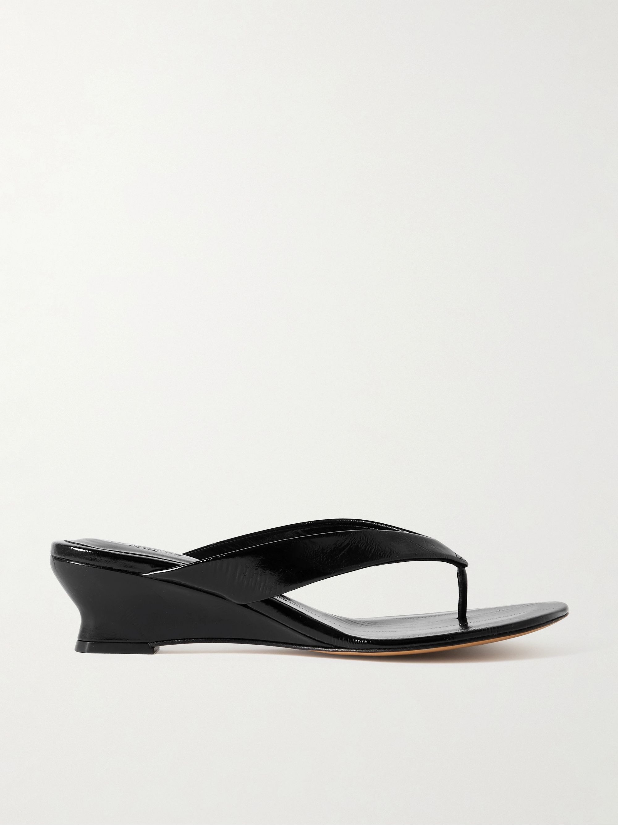 Le Monde Beryl, Eel-Effect Leather Wedge Sandals