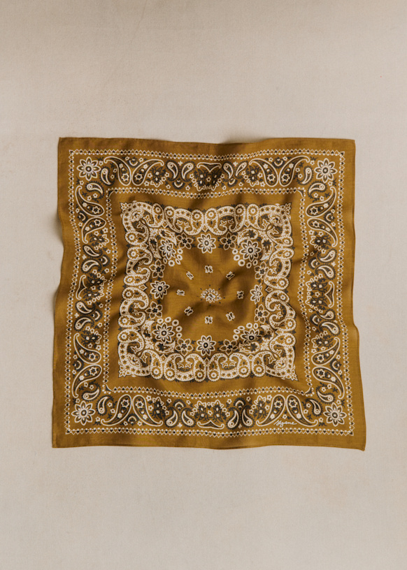 Gaston Scarf - Olive Green Bandana Print - Organic Cotton - Textile Made From Organic Fibers - S&amp;eacute;zane