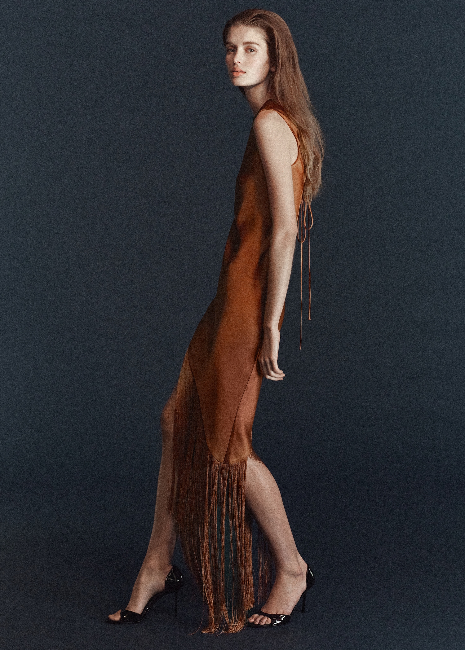 Asymmetrical Satin Dress With Fringes - Women | Mango Usa