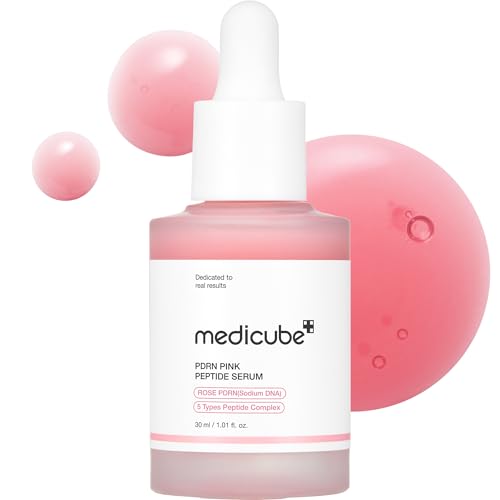 Medicube Pdrn Pink Peptide Serum With Rose Pdrn | Vegan Pink Glow Serum With Peptides &amp;amp; Niacinamide for Hydration &amp;amp; Firm-Looking Skin | Uneven Tone Care | Korean Skincare, 1.01 Fl. Oz