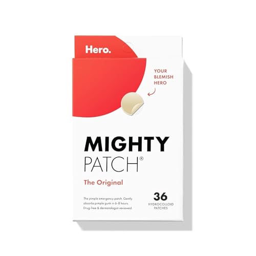 Mighty Patch Original Patch From Hero Cosmetics - #1 Hydrocolloid Acne Pimple Patches for Face, Shrinking Zits &amp;amp; Whiteheads in 1 Use, Nighttime Spot Pimple Stickers for Face, 36 Count