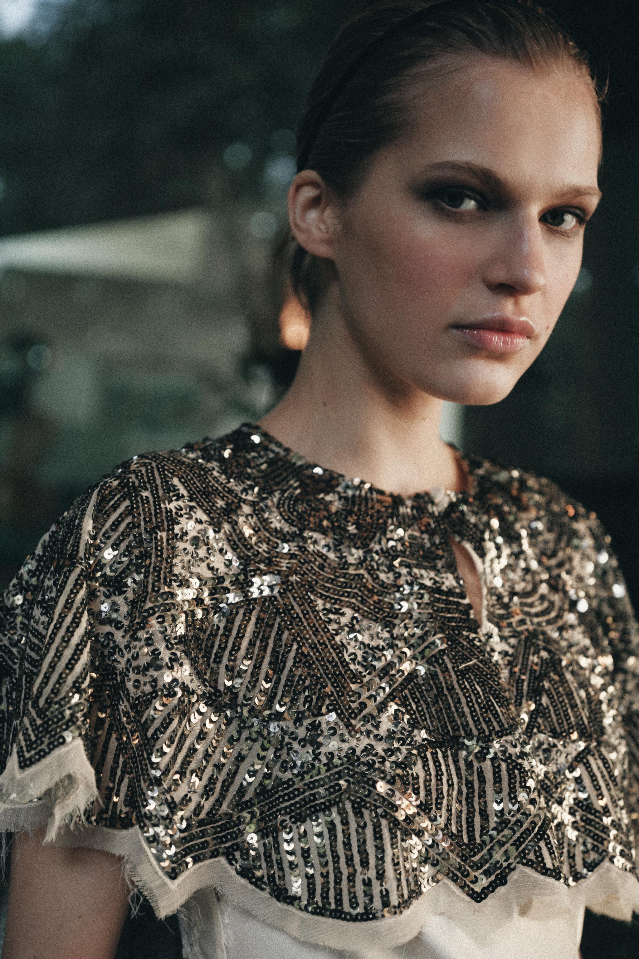 Cape With Sequin Embroidery