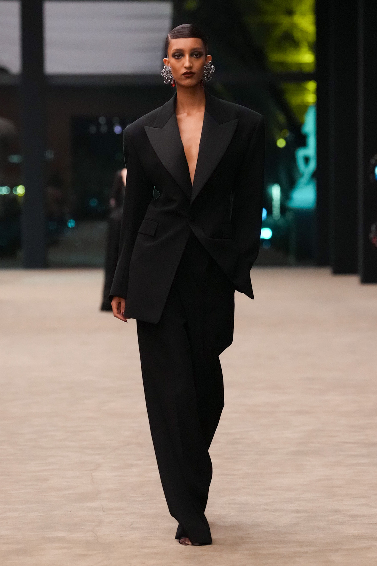 Saint Laurent model walks the fall/winter 2026 runway during Paris Fashion Week