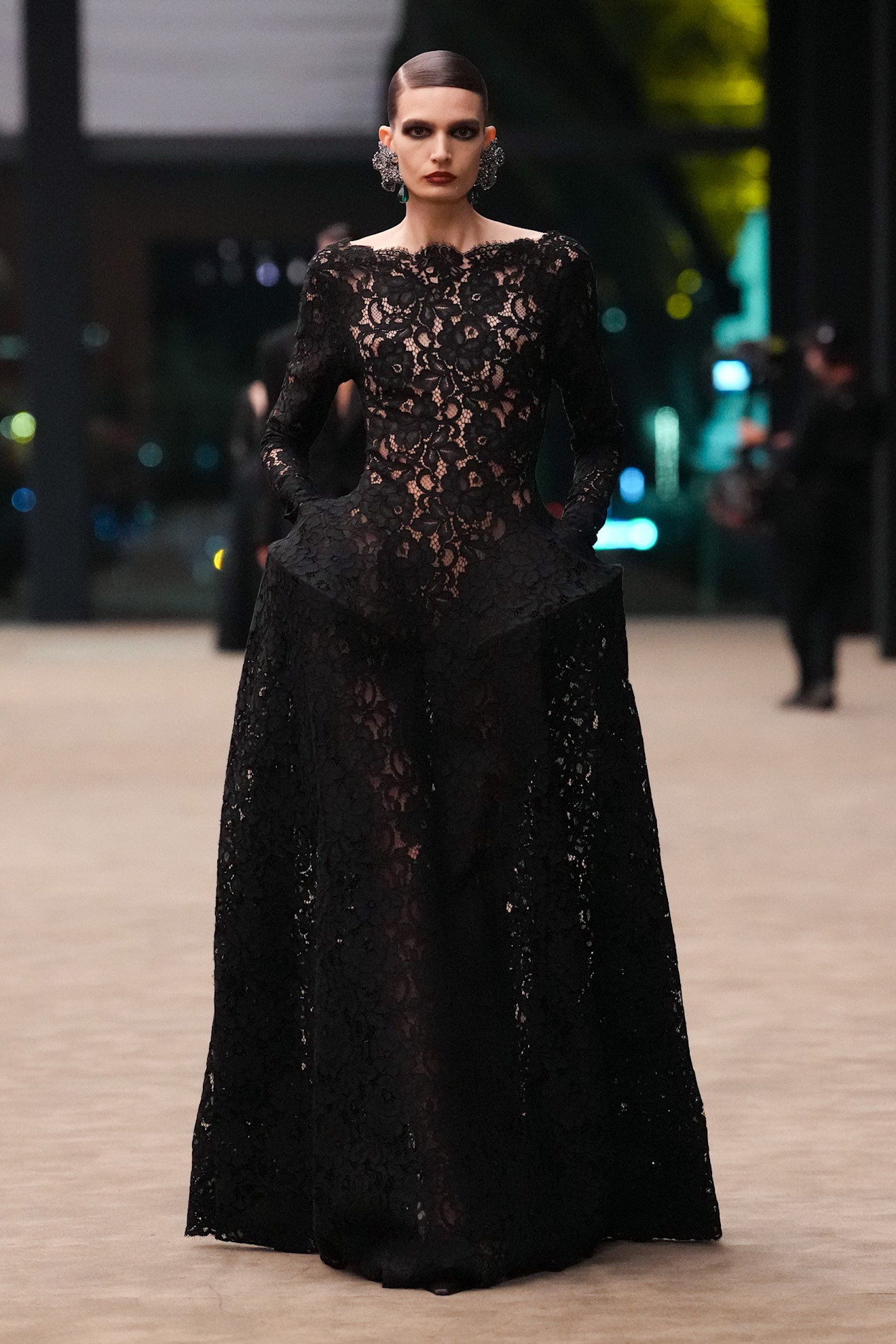 Saint Laurent model walks the fall/winter 2026 runway during Paris Fashion Week