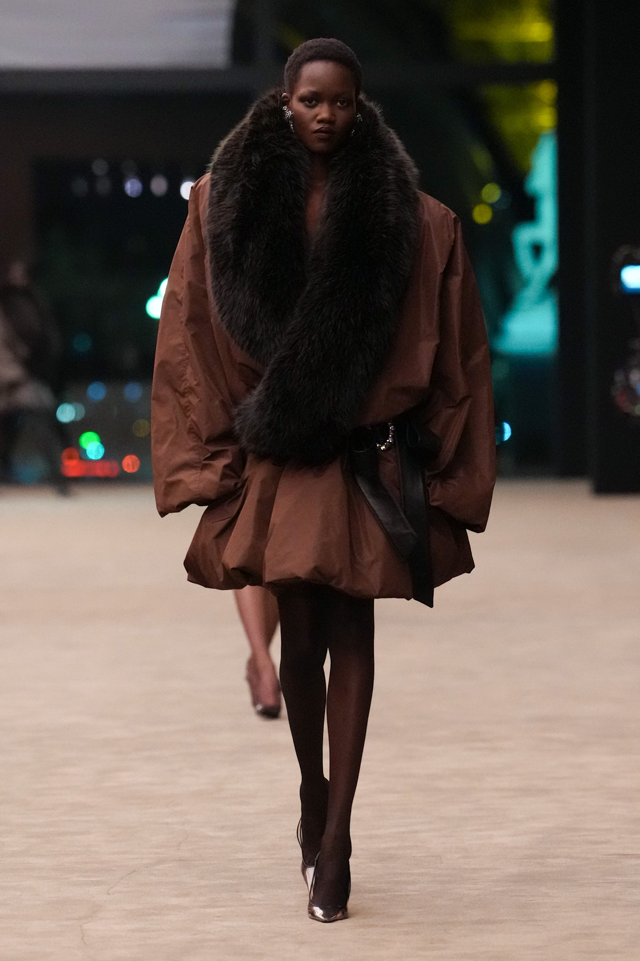 Saint Laurent model walks the fall/winter 2026 runway during Paris Fashion Week