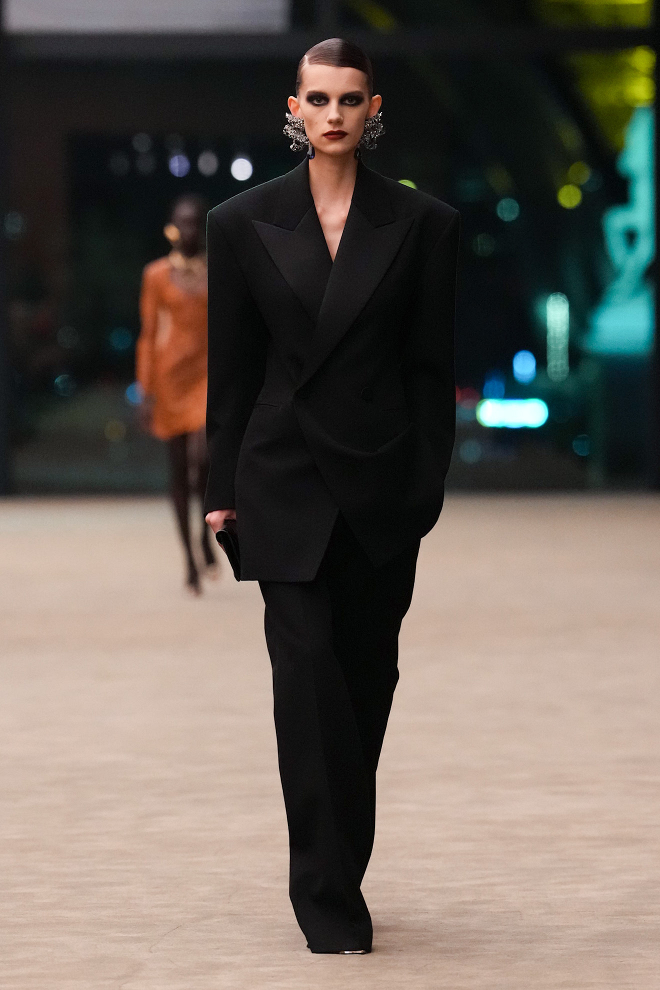 Saint Laurent model walks the fall/winter 2026 runway during Paris Fashion Week