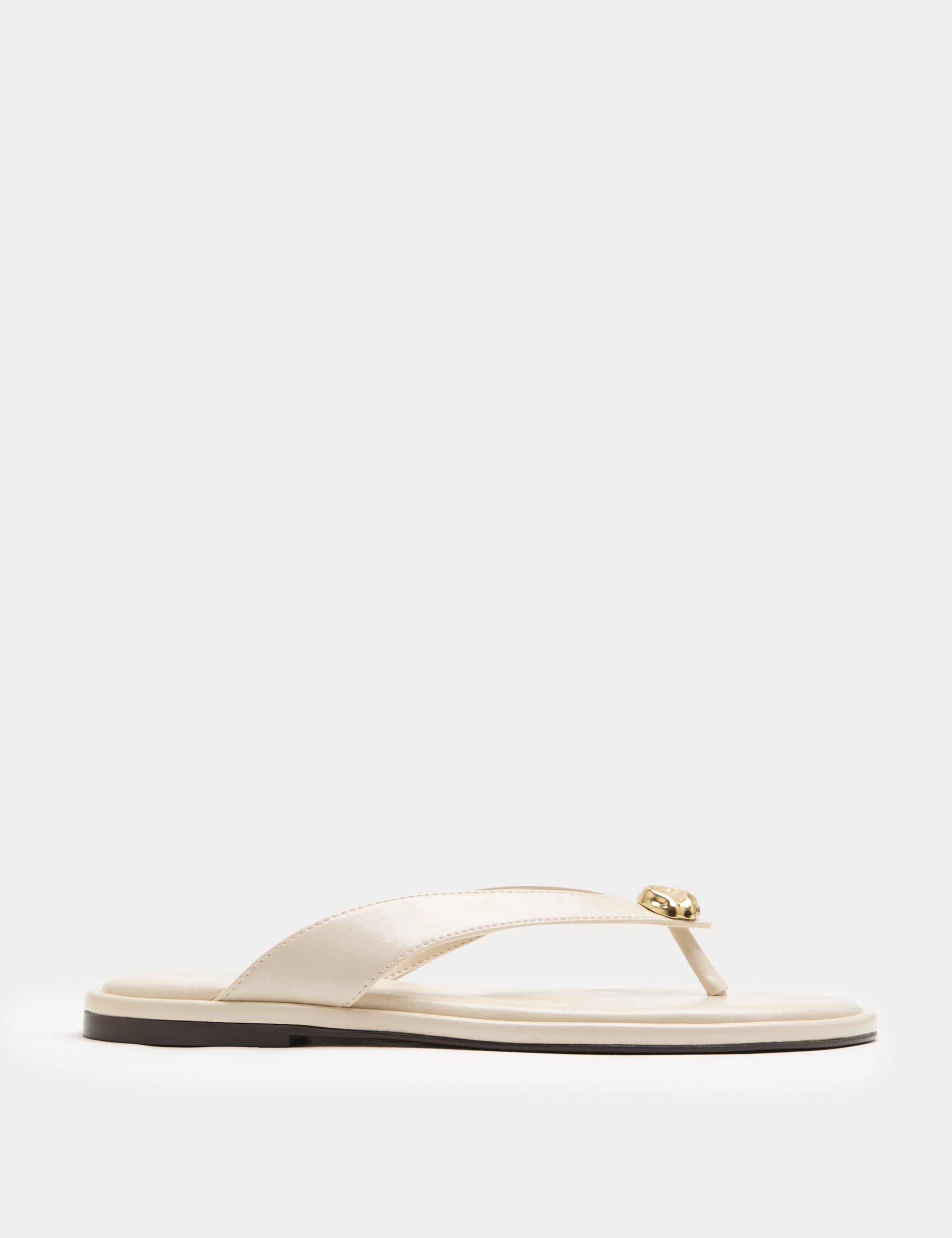 Trim Detail Flat Toe Post Sandals