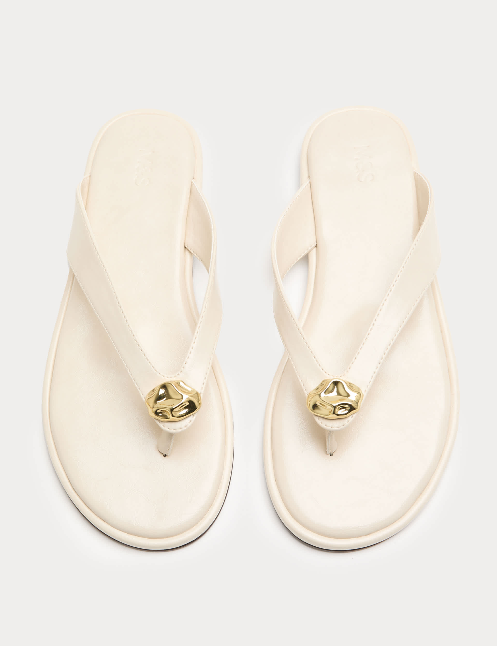 Trim Detail Flat Toe Post Sandals