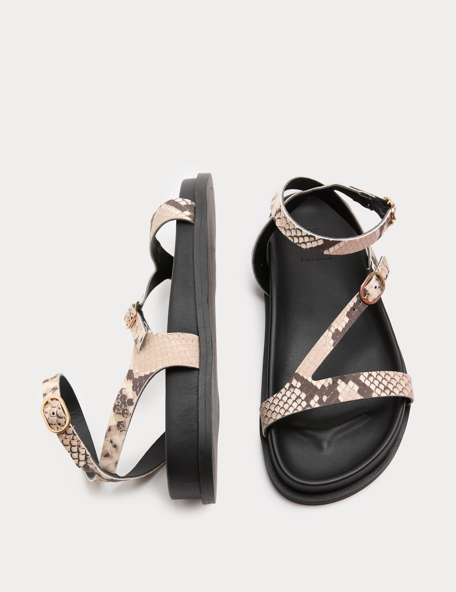 Leather Buckle Ankle Strap Flat Sandals