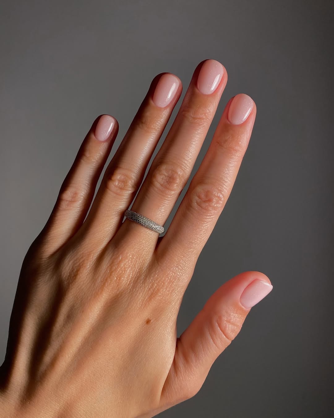 Frosted pink manicure by Mateja Novakovic