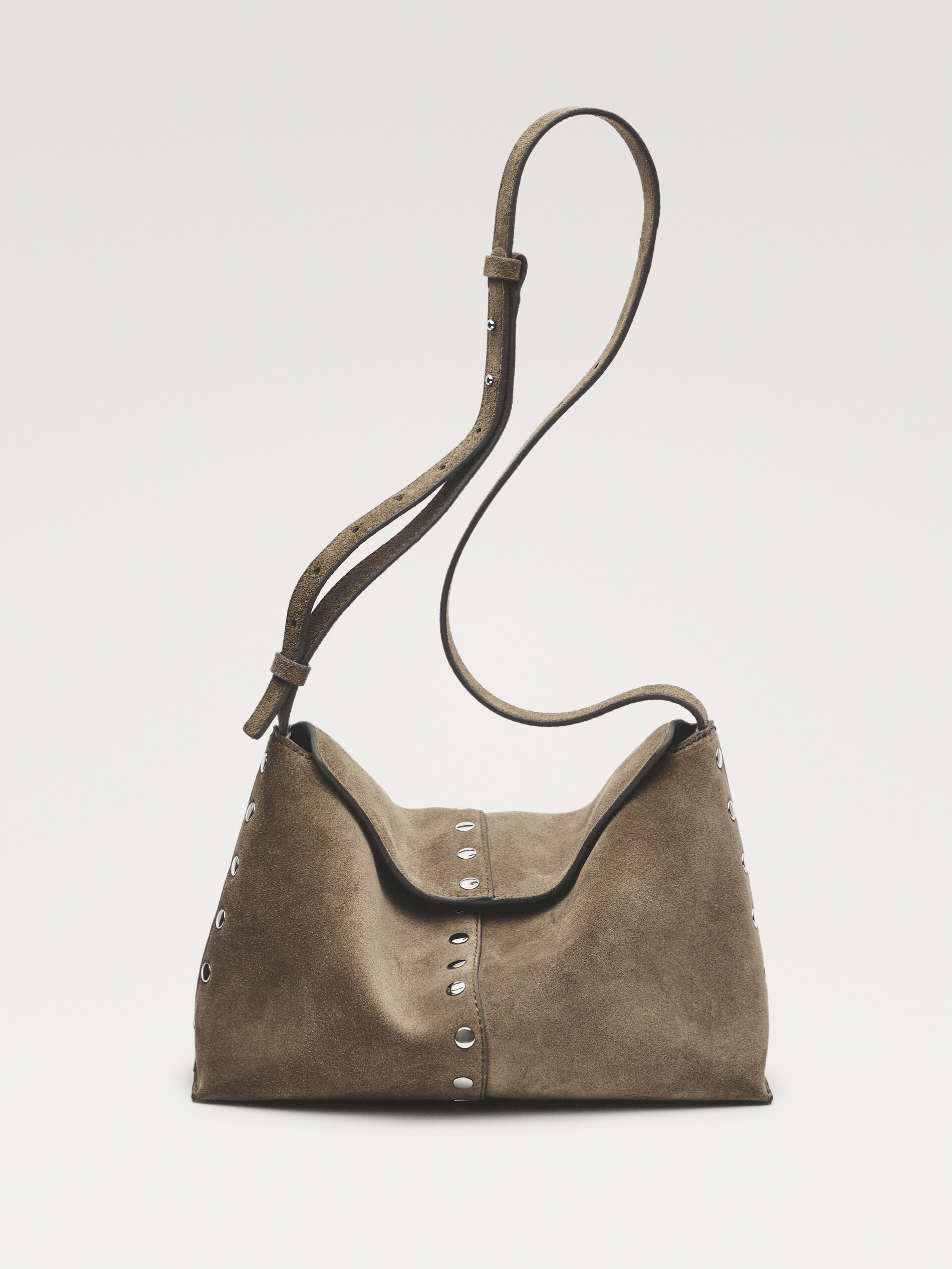Split Leather Bag With Stud Details