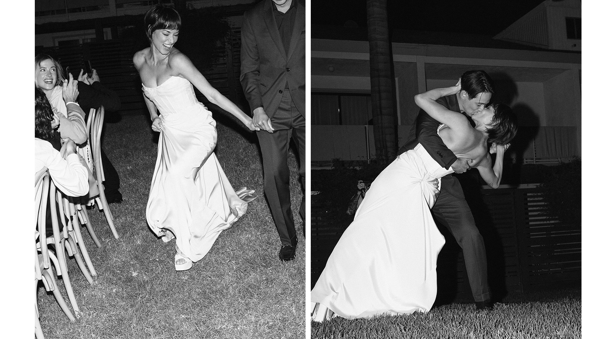 Collage of Sean and Britni dancing at the reception.