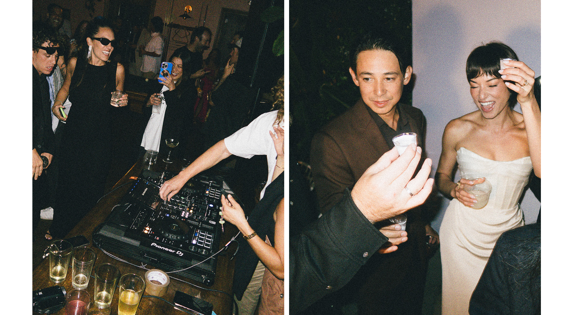 Collage of Britni, Sean, and guests at the after-party.