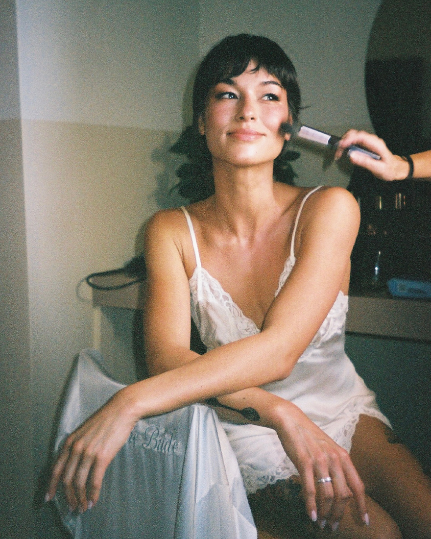 Britni Sumida getting ready for her wedding.