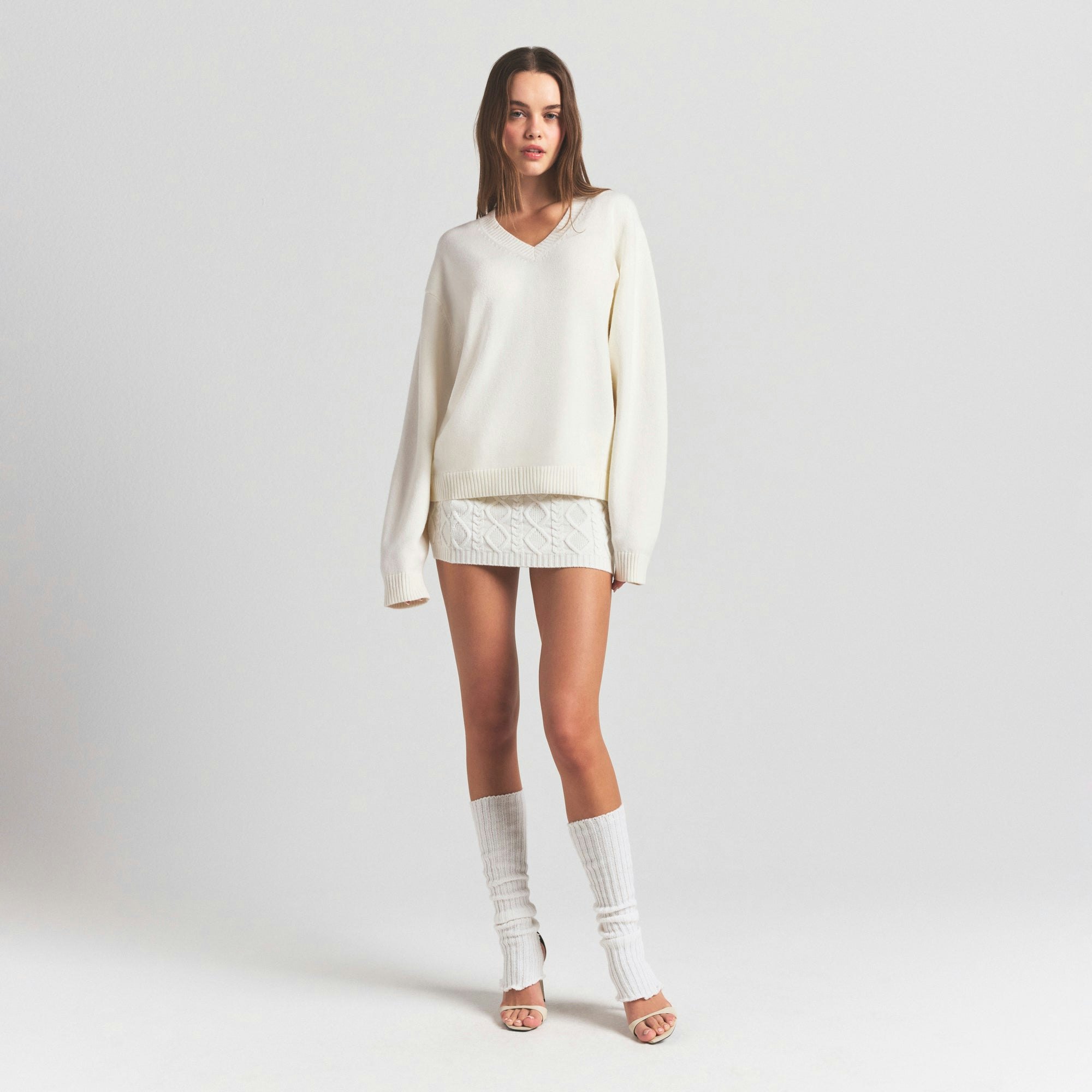 Sweater Knits Pullover V Neck | Ivory | Xxs/xs