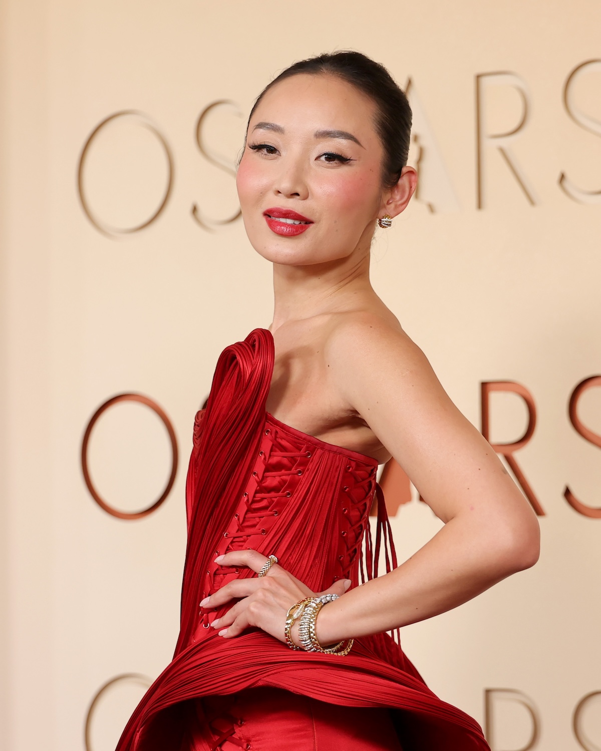 Li Jun Li on the Oscars red carpet.