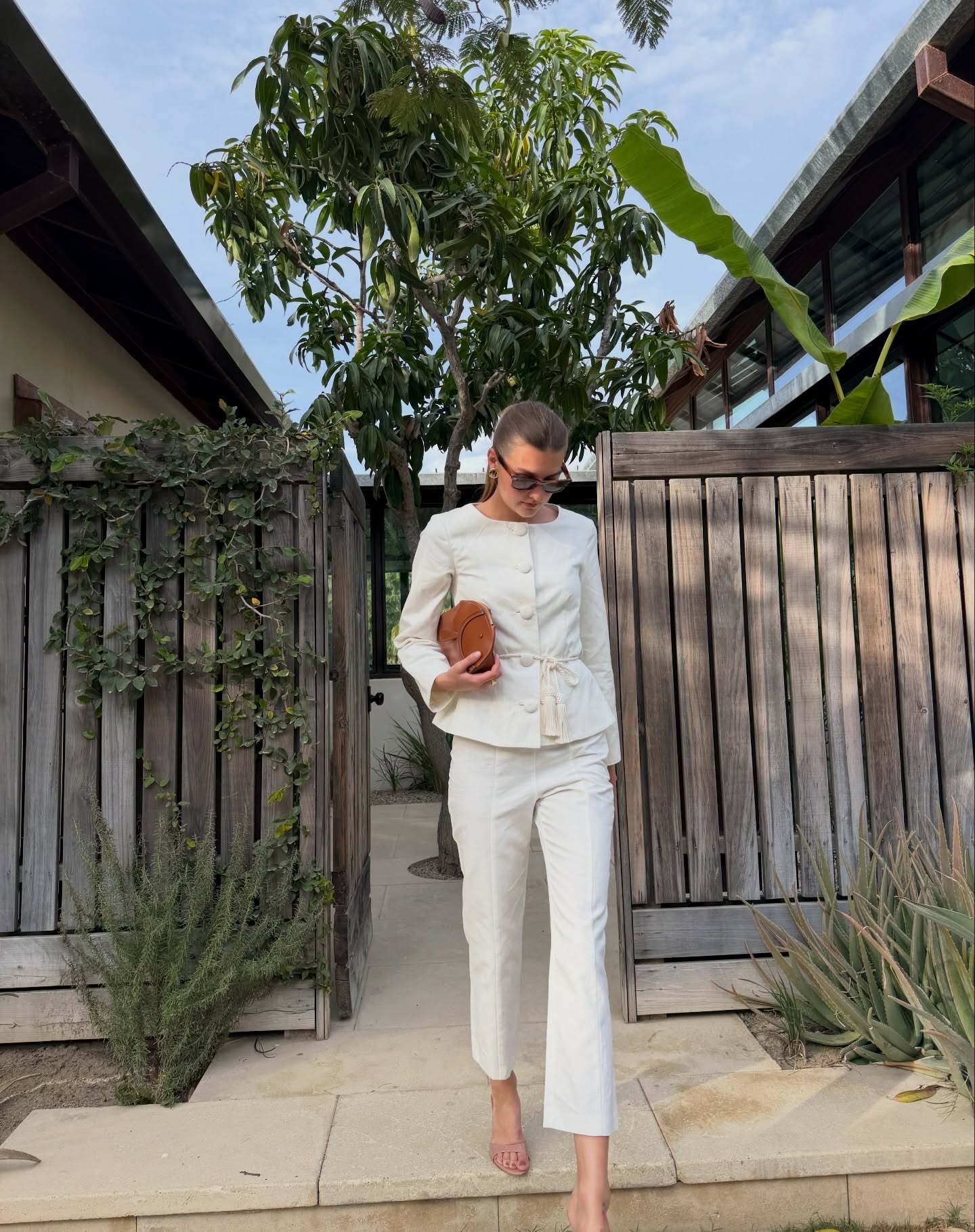 Fashion influencer wearing cropped flares